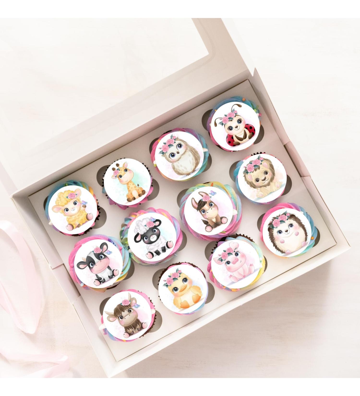 24 x Precut Cute Animals Edible Baby Shower Newborn Party Wafer Rice Paper Cupcake Toppers Cake Decorations - Buy Online on GoSupps.com