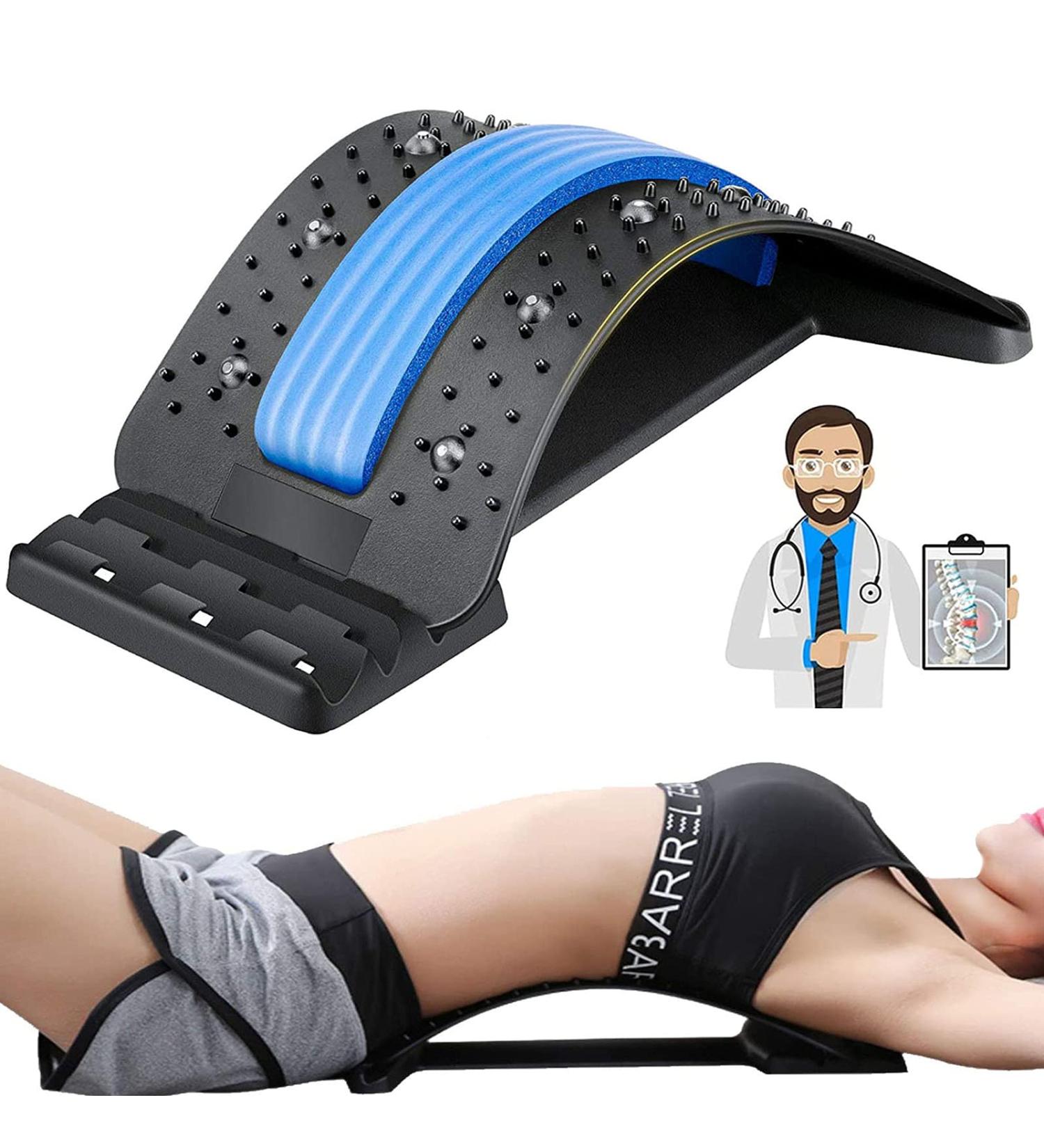 Back Extensor & Massage Support | Adjustable Back Stretcher with Magnetic Pearls for Lumbar Pain Relief & Posture Correction - International Shipping Available - Buy Online on GoSupps.com