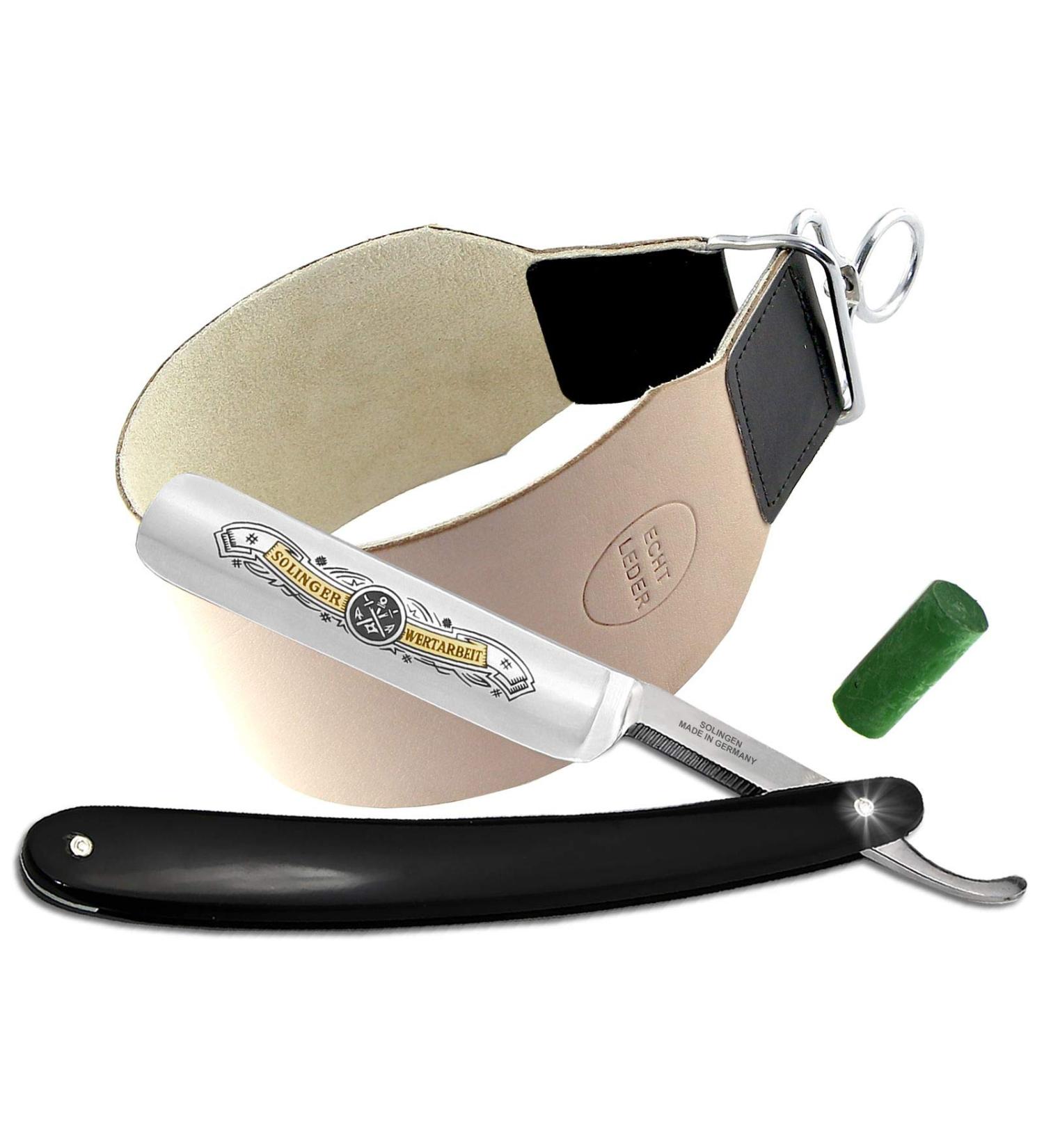 Premium Solingen Razor Set with Beard Care Knife & Grinding Paste Men's Wet Shaving Essentials by Instrument RW Germany - Buy Online on GoSupps.com