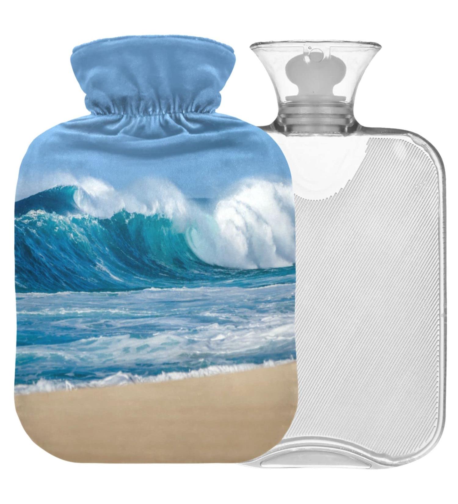 NAANLE Sea Wave Bead Hot Water Bottle 2L - Transparent Cover for Bed Hand & Feet Pain Relief | Heat & Cold Therapy - Buy Online on GoSupps.com