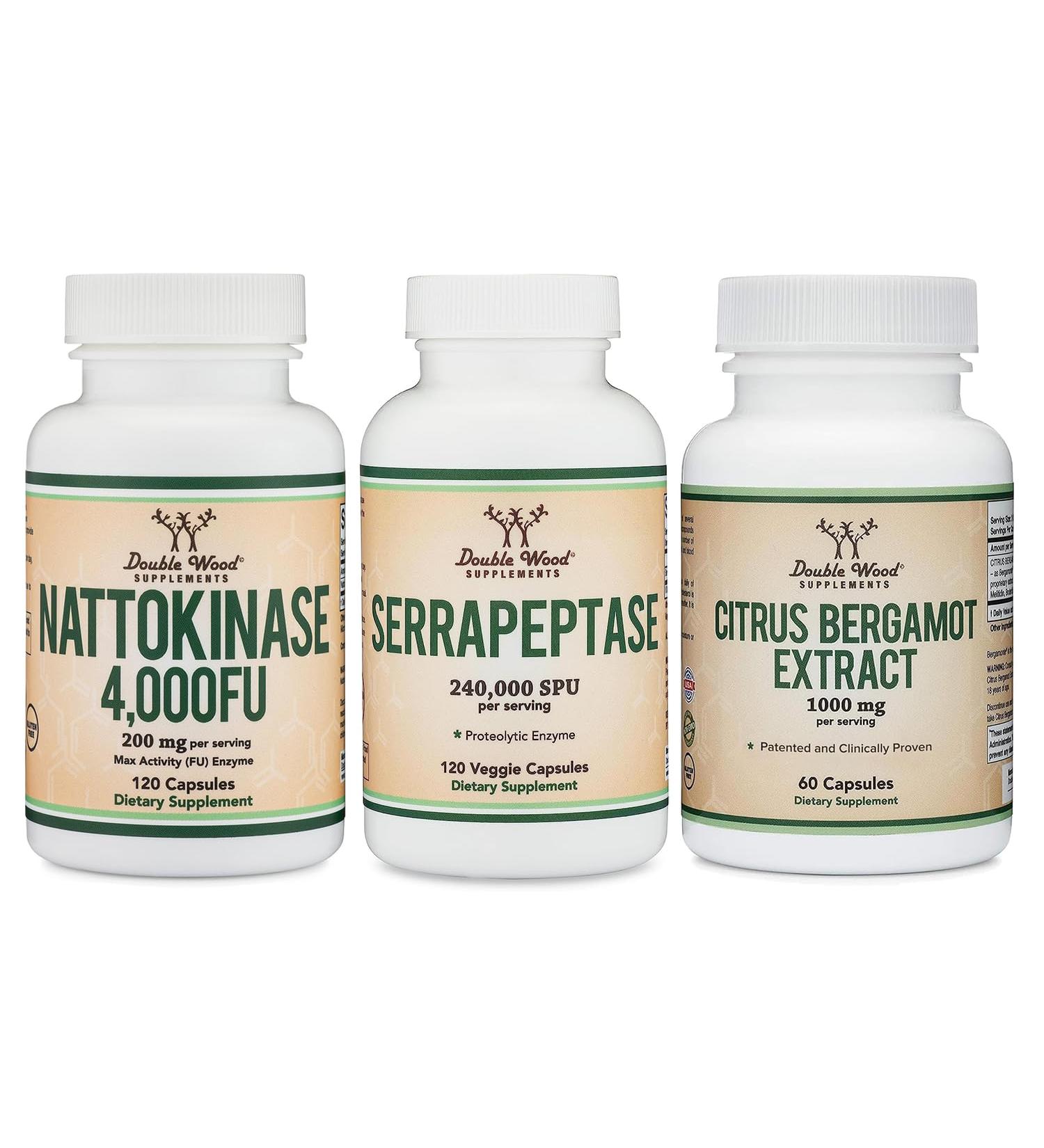 Nattokinase Supplement (120 Capsules) Serrapeptase (120 Capsules) Citrus Bergamot (60 Capsules) - Buy Online on GoSupps.com