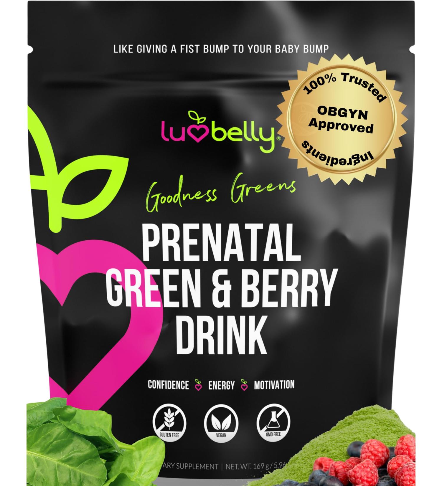Greens for Pregnant Women - Safe Prenatal Greens Powder - OBGYN Approved Fertility & Pregnancy Supplements - Organic Pregnancy Green Powder - Yummy Prenatal Energy & Hydration Drink Mix - 24 Servings - Buy Online on GoSupps.com