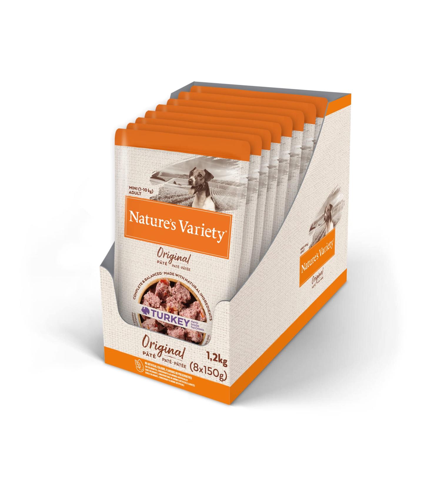 Nature's Variety Original No Grain - Mini Adult Dog P t with Turkey - Box of 8 x 150 g - Buy Online on GoSupps.com