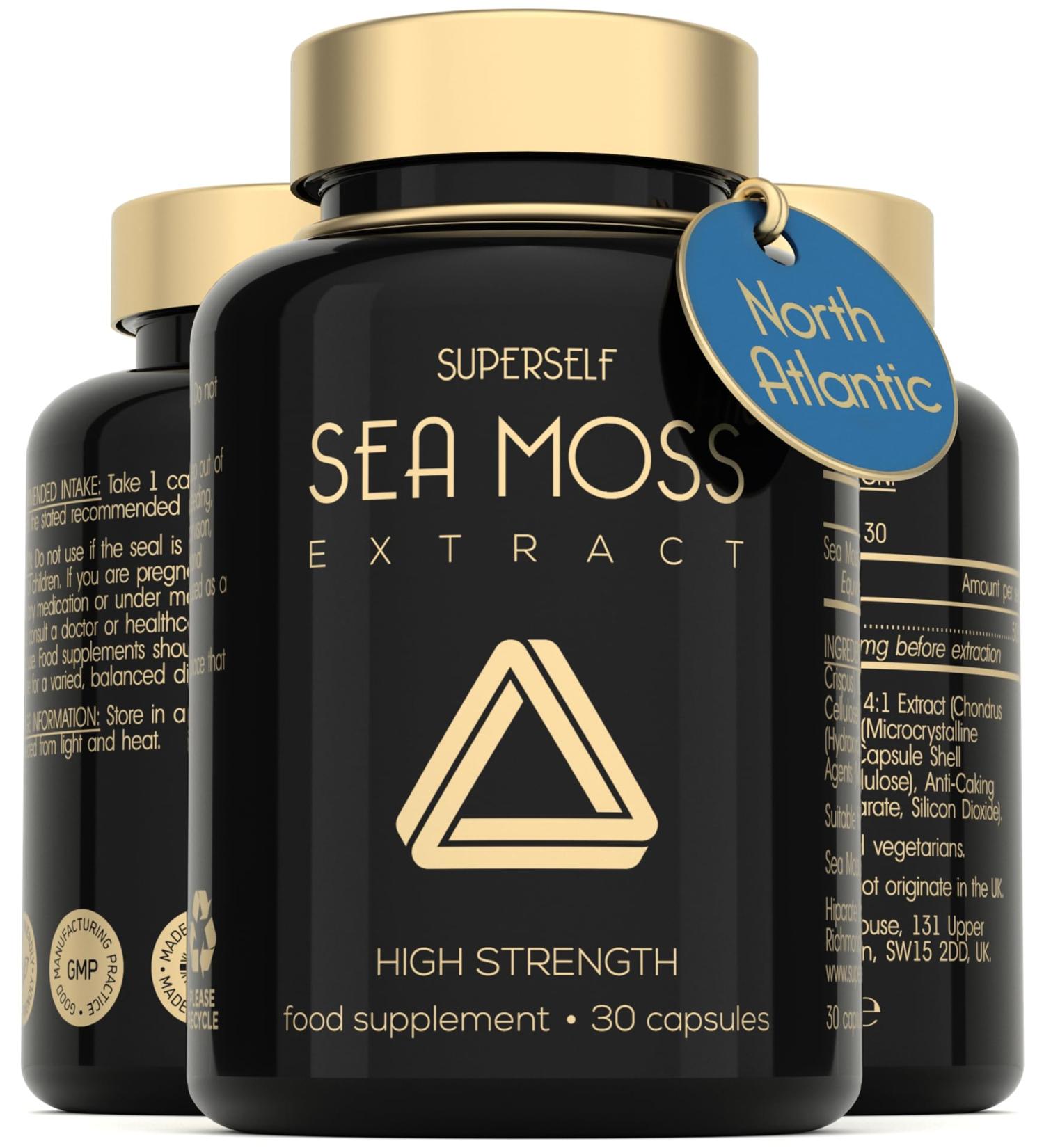 Sea Moss Capsules 2000mg - High Strength Sea Moss Supplement - Wild Harvested - 45 Capsules - One a Day - Made in The UK - Vegan 45 count (Pack of 1)