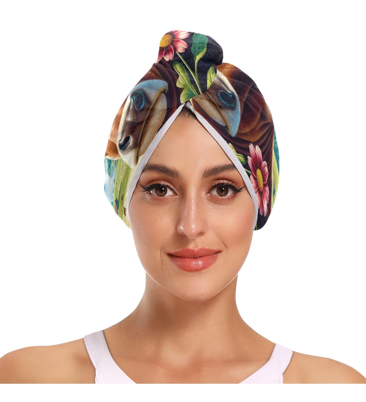 Buy Colorful Daisy Flowers Hair Towels 2 Pack - Super Absorbent Quick Dry Hair Turbans for Women & Girls - Buy Online on GoSupps.com