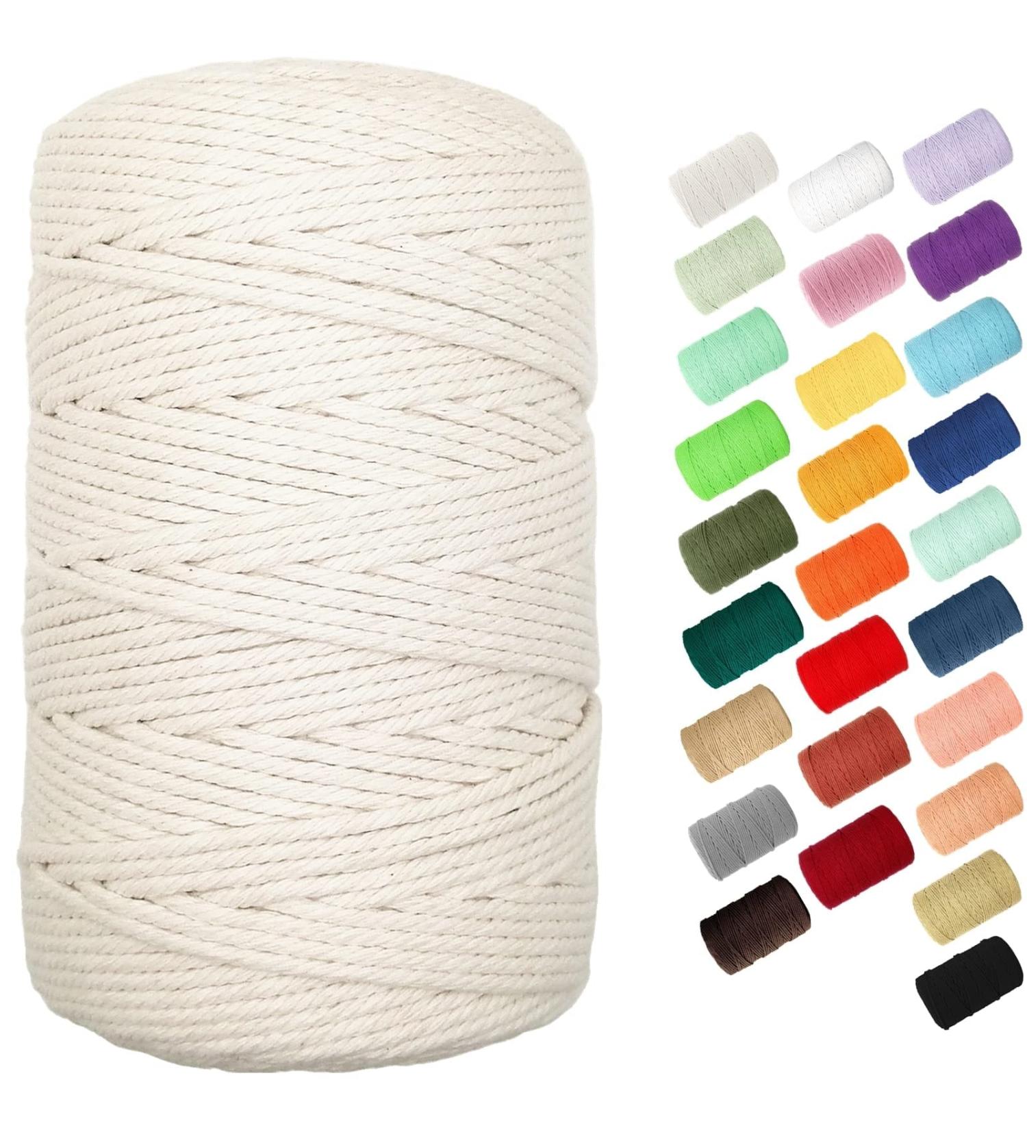 3mm 220 Yards Macrame Cord - 100% Natural Colored Cotton Rope by BYWORLD - Ideal for Macrame Kit, Plant Hangers, Wall Hanging, Christmas/Wedding Decor - Beige Yellow - Buy Online on GoSupps.com