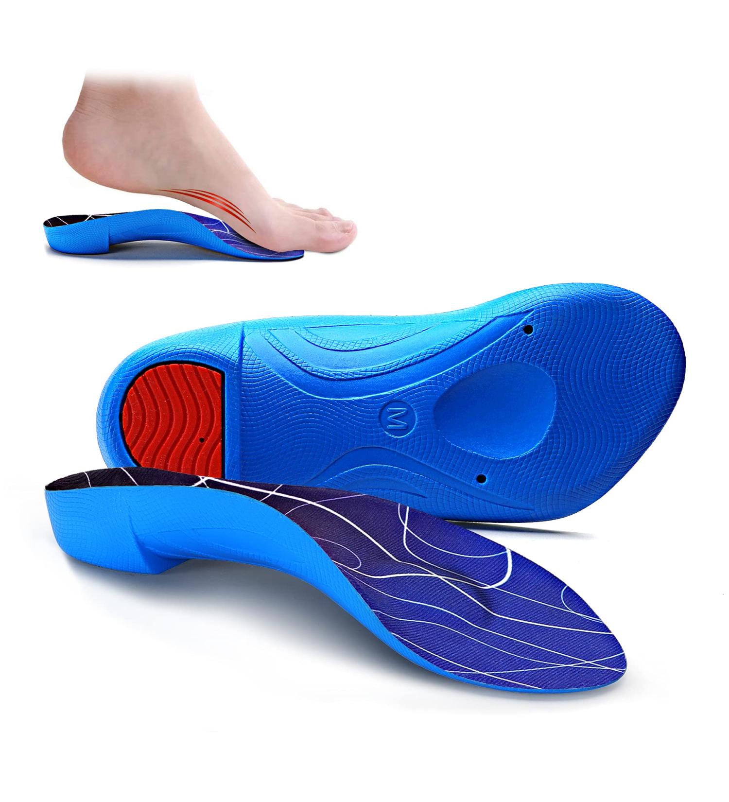 VALSOLE High Arch Support Insoles 3/4 Length Gel Inserts for Plantar Fasciitis & Overpronation - Blue S(Men 4-6/Women 6-8) - Buy Online on GoSupps.com
