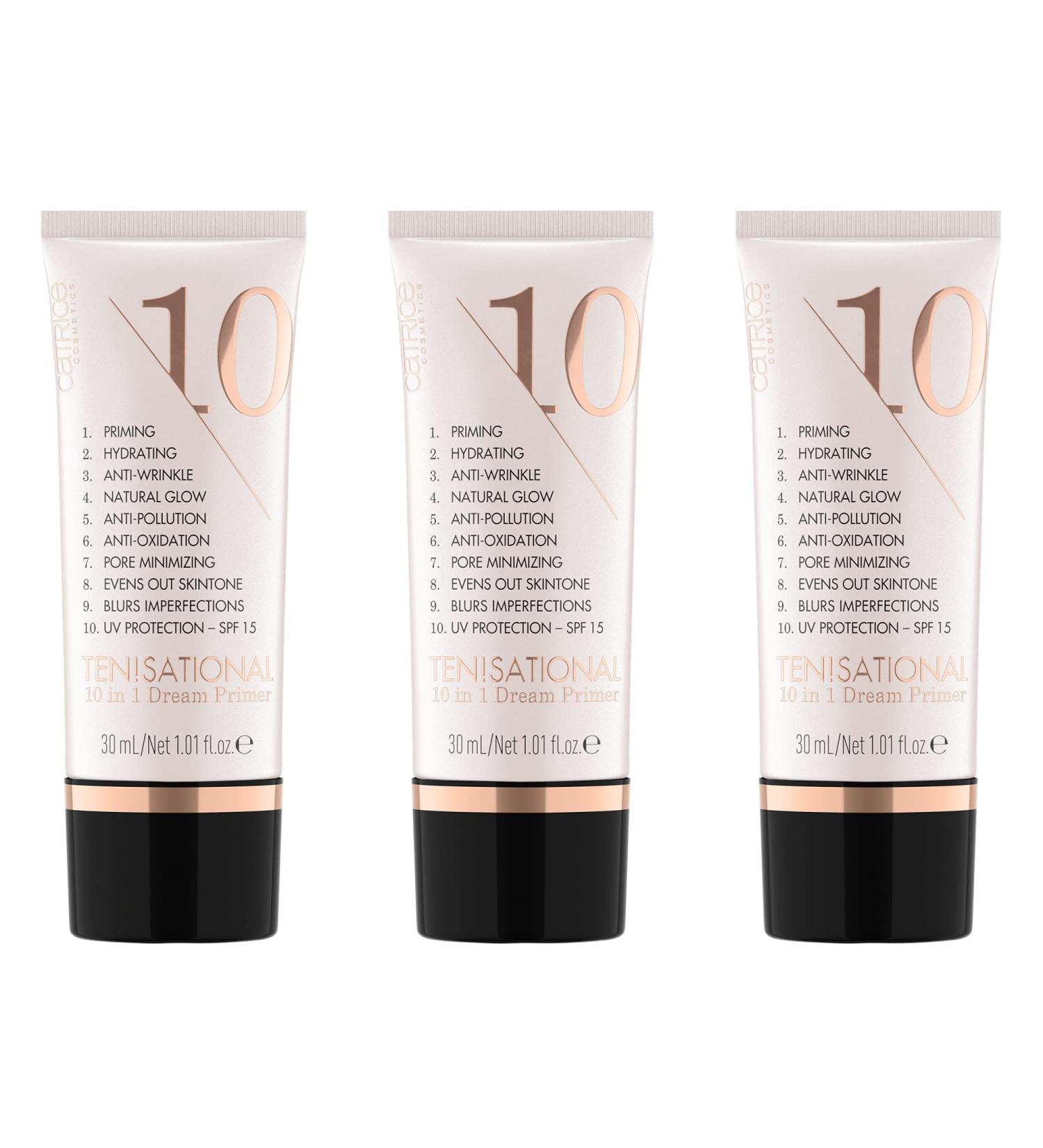 Catrice Ten! Sational 10 in 1 Dream Primer - Anti-Aging Moisturizing Vegan Formula for Dry Skin | SPF 15 UVA & UVB Protection - 3x30ml Pack - Buy Online on GoSupps.com