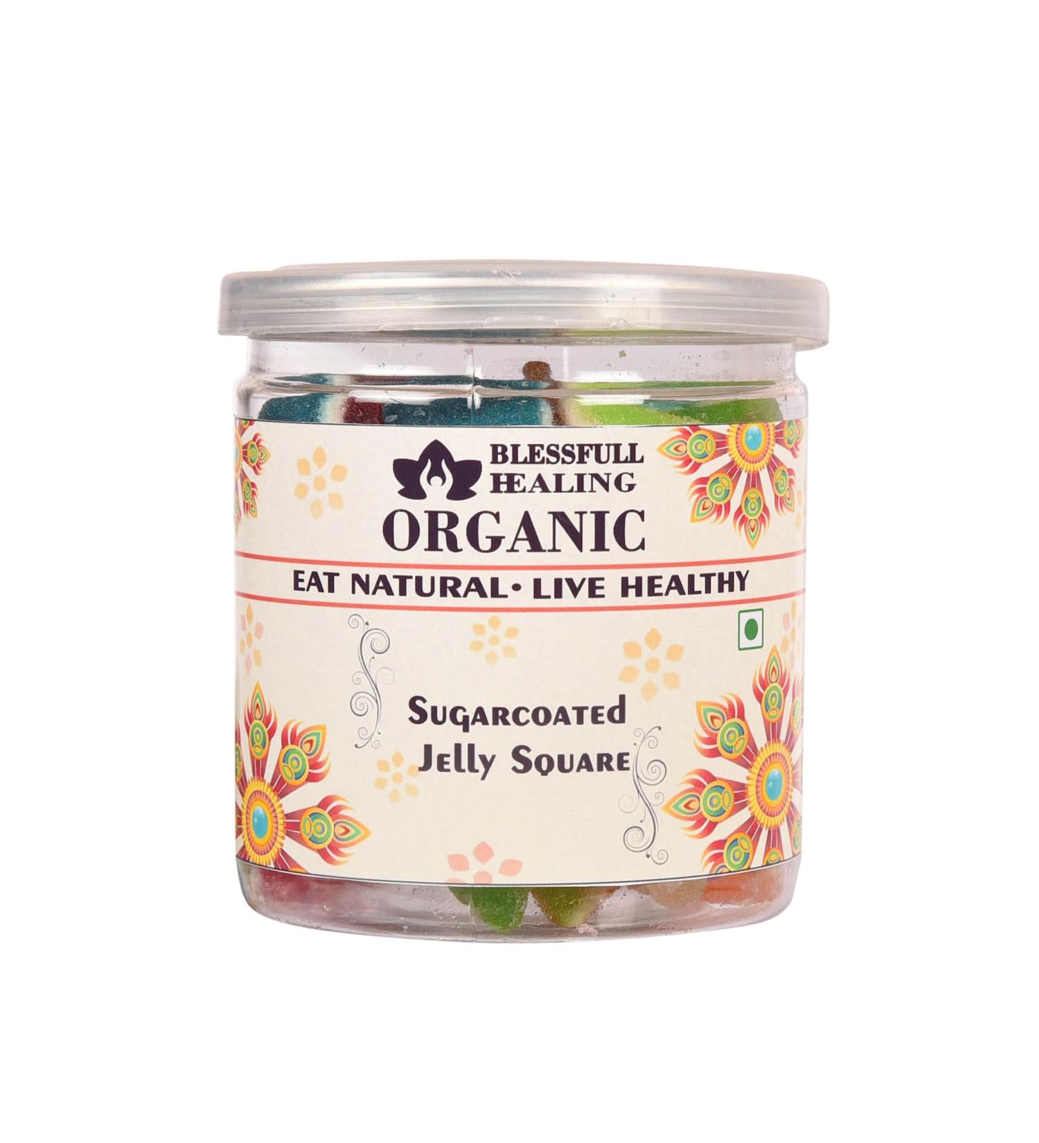 Blessfull Healing Organic Sugercoated Jelly Square 300 Gram Airtight Container (Packing May Vary)
