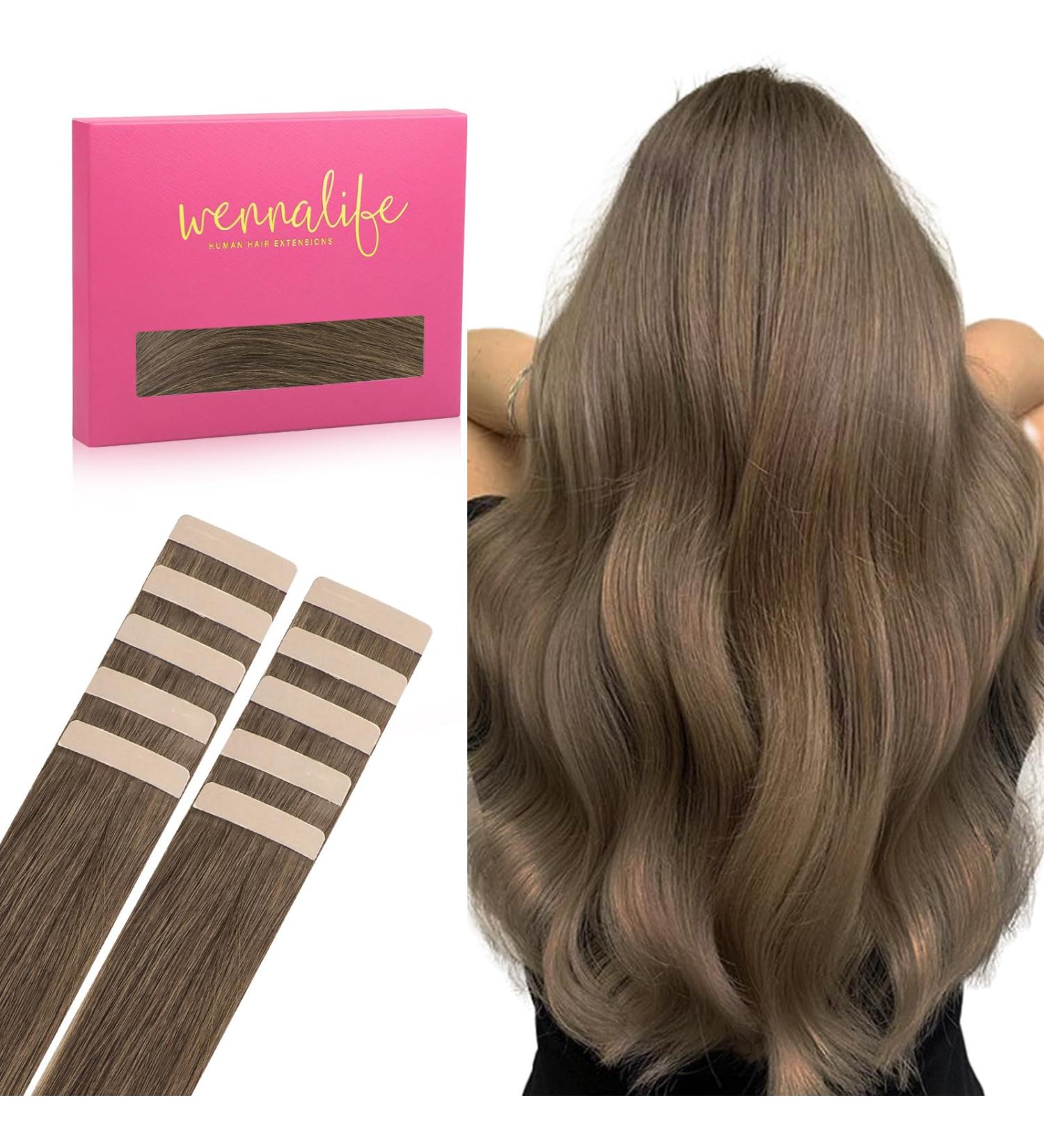 Buy If-Salt Tape Extensions Real Hair - 10pcs Bright Ash Brown 20g 30cm Invisible Smooth Hair Extensions for Girls  - Buy Online on GoSupps.com