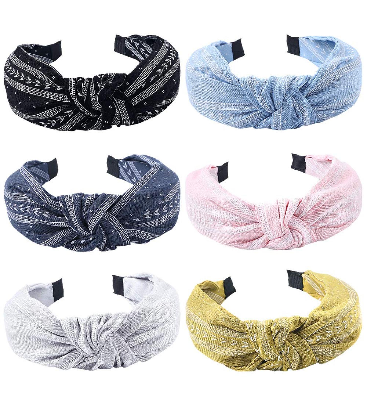 Cute Boho Hairbands for Women - Knotted Vintage Headbands for Workout, Yoga, and Running - 6pcs - Buy Online on GoSupps.com