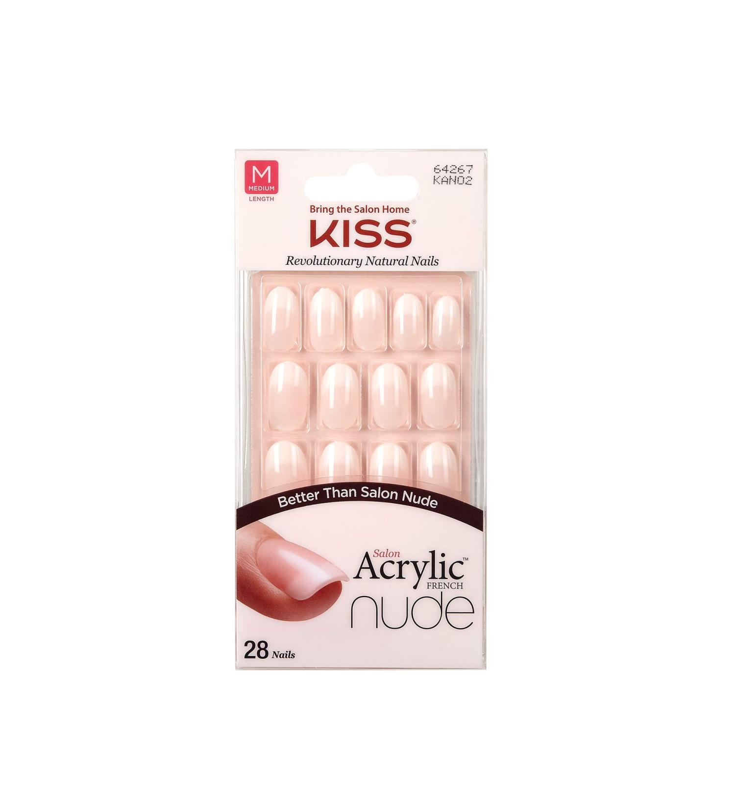 KISS Salon Acrylic French Nude Collection Graceful Medium Length Nude Fake Nails Includes 28 False Nails Nail Glue Nail File and Manicure Stick (Packing May Vary) 28 count (Pack of 1) - Buy Online on GoSupps.com