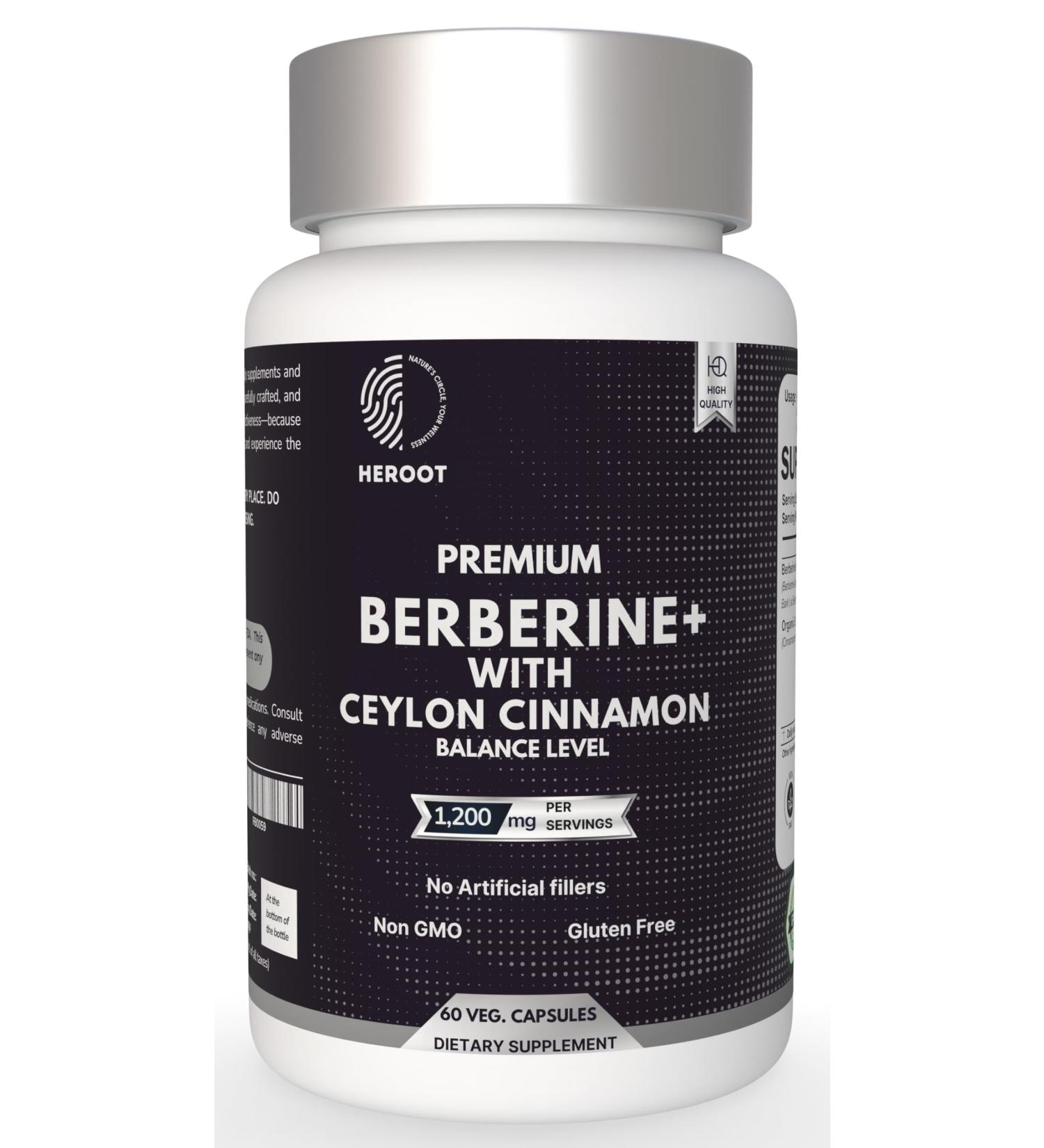 Premium Berberine with Ceylon Cinnamon Capsules 120 Count Vegetarian Non-GMO Gluten Free Certified Organic 120 Count (Pack of 1) - Buy Online on GoSupps.com