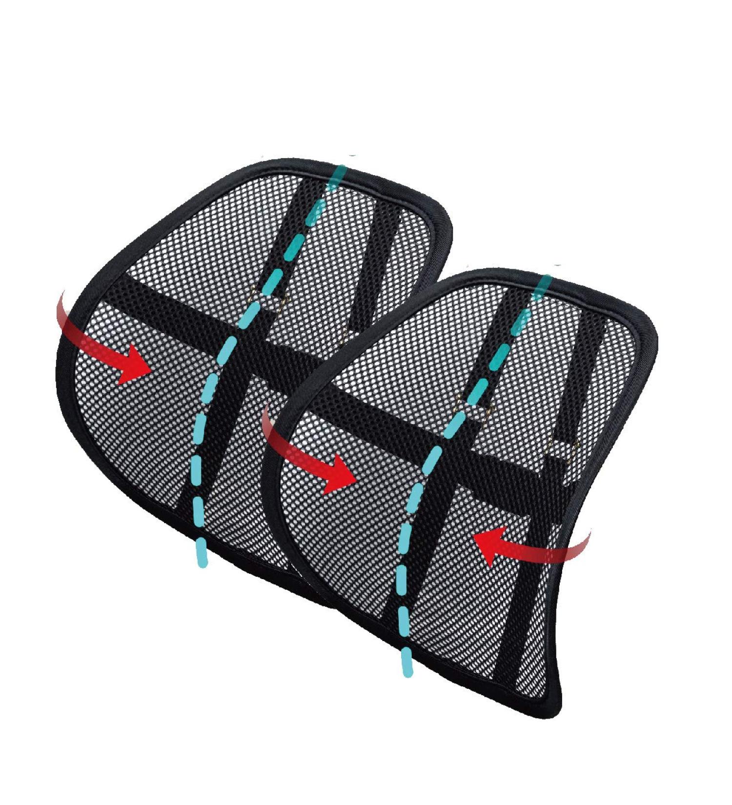Bangled Lumbar Support - Double Breathable Mesh Car and Office Chair Back Support (Black 2 Pack) - Buy Online on GoSupps.com