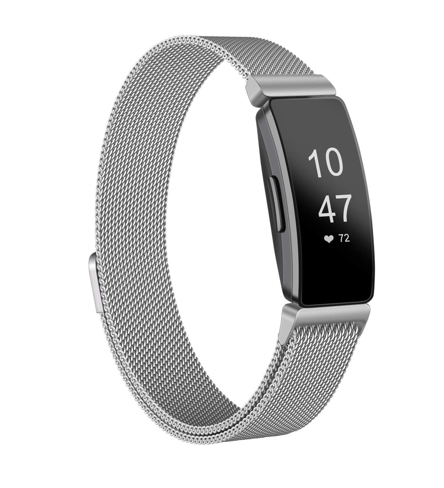 Amzpas Stainless Steel Mesh Band for Fitbit Inspire 2/HR/Ace 2 - Large Silver - Buy Online on GoSupps.com