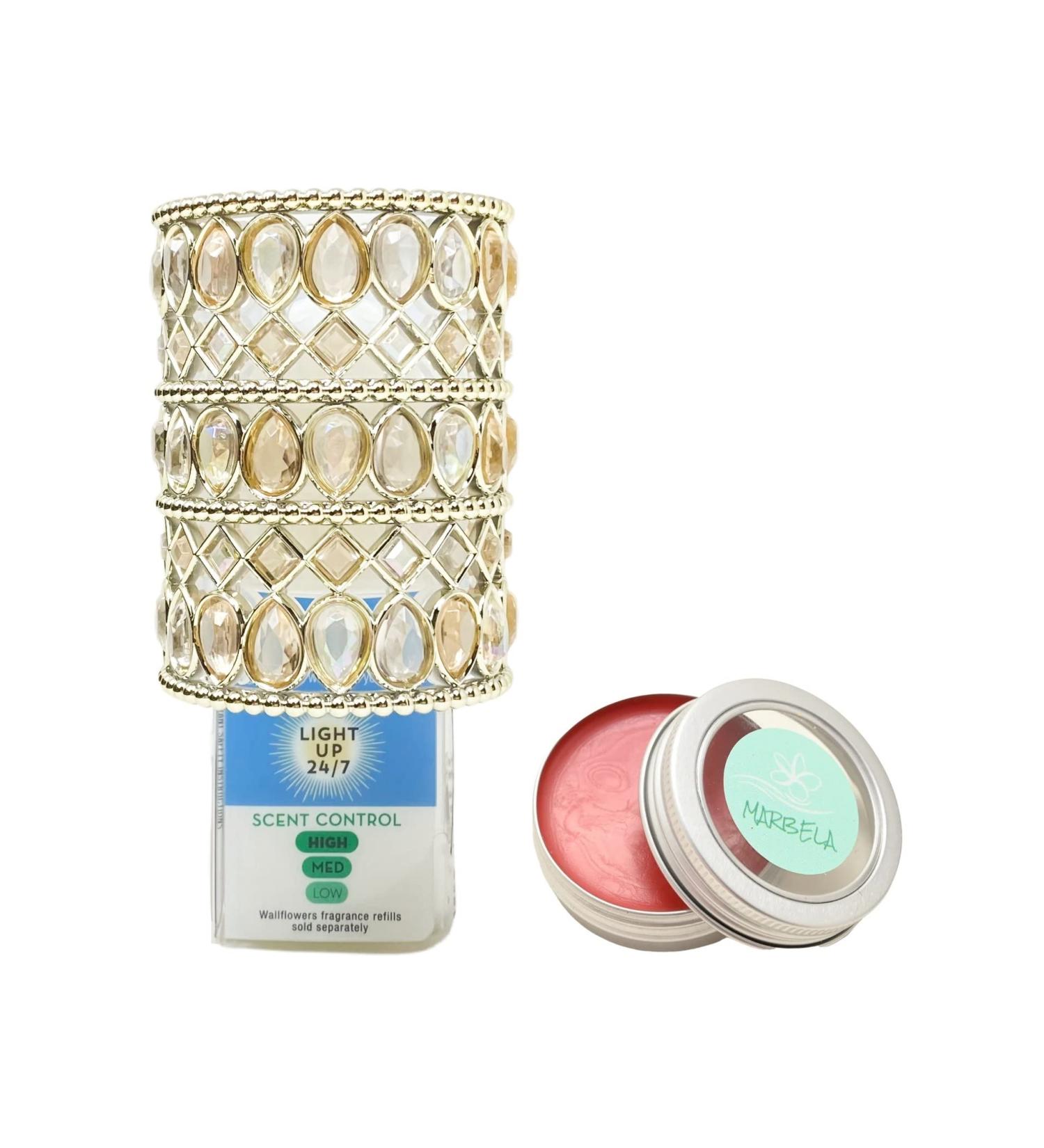 Bath and Body Works Golden Bling Nightlight Wallflowers Scent Control Fragrance Plug and a Strawberry Lip Balm - Buy Online on GoSupps.com