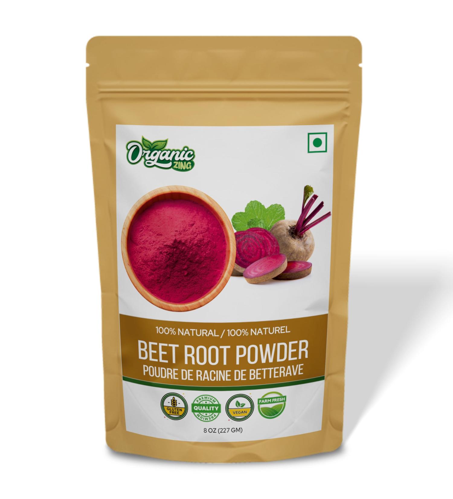 Organic Zing Organic Beetroot Powder Beetroot powder contains micronutrients and phytonutrients - 227gm (Pack of 1) 227 Gram ( 8 Ounces Pack of 1 ) - Buy Online on GoSupps.com