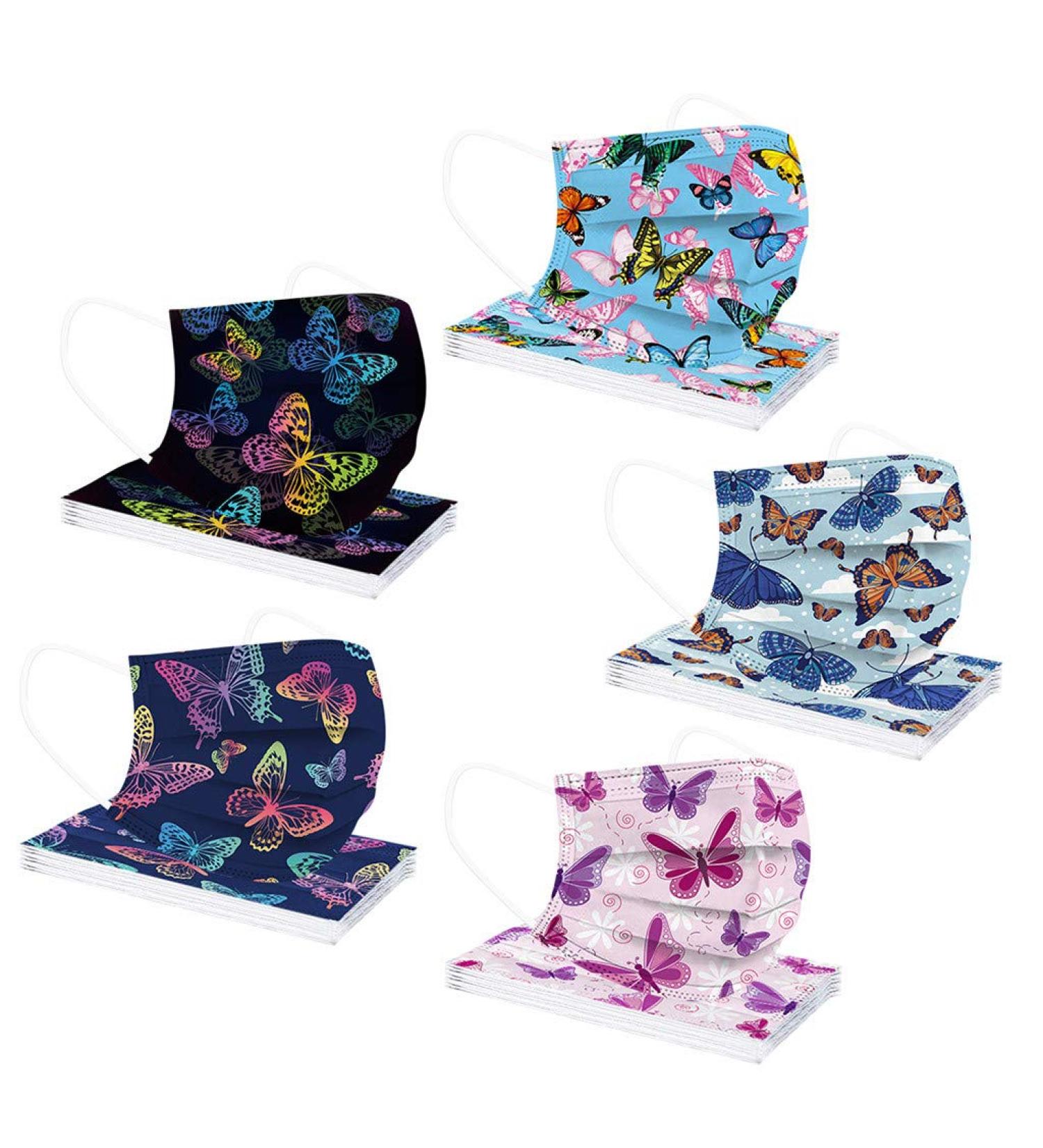 Goddess Accent 50PCS Disposable Face_Mask Floral Tie Dye Printed Protection Face Covering for Adults Women - Buy Online on GoSupps.com