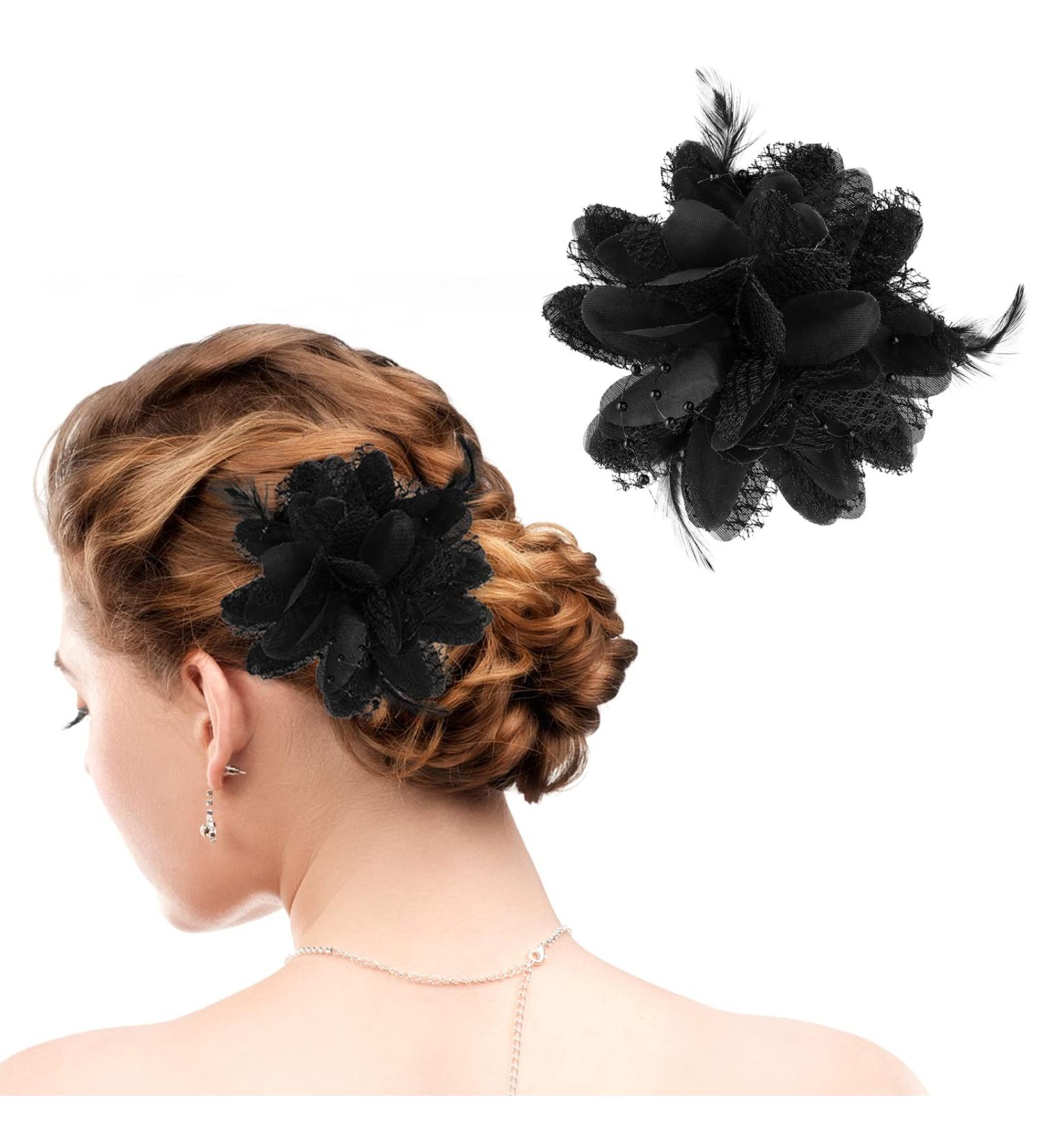 Sibba Flower Hats Clip & Hair Accessories Set | Black Flower Hair Clips for Tea Parties Weddings & Special Occasions - Perfect Gifts for Ladies & Girls - Buy Online on GoSupps.com