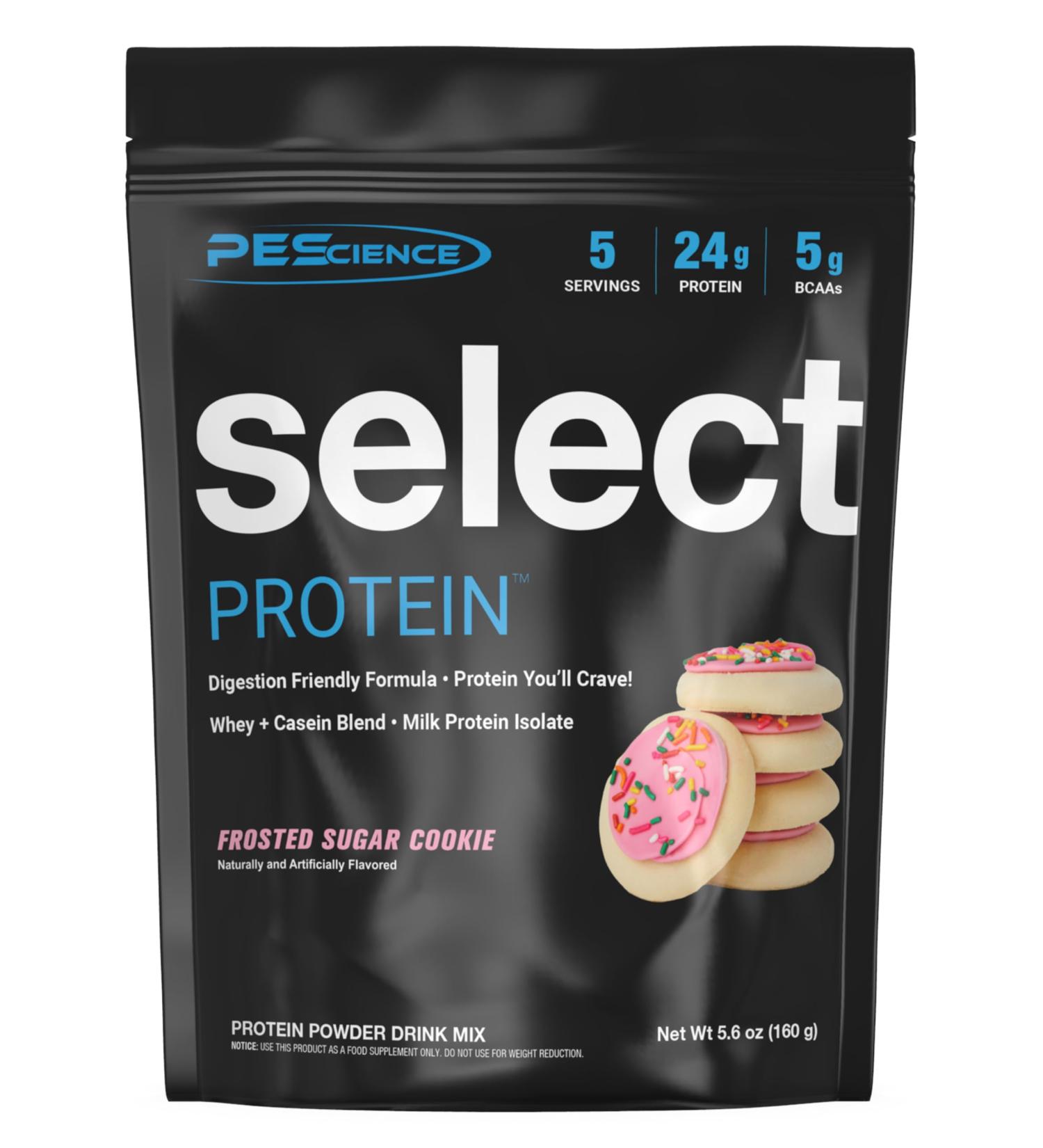 PEScience Select Protein Powder, Whey and Casein Blend, Clean Protein Powder for Women and Men, Low Calorie, Low Carb, Keto Friendly, Gluten Free - Frosted Sugar Cookie - 5 Servings Frosted Sugar Cookie 5 Servings (Pack of 1) - Buy Online on GoSupps.com