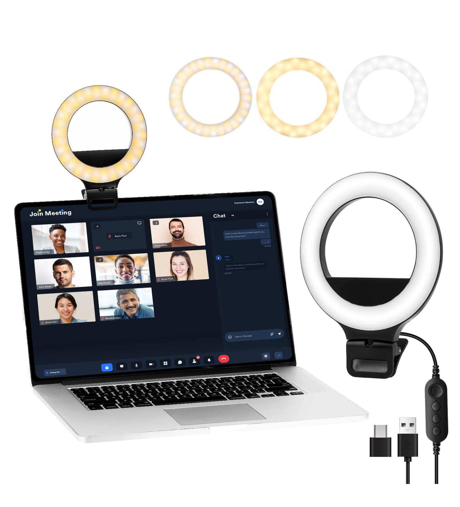 Clip-on Ring Light for Laptop/Computer - 10 Brightness Levels, 3 Light Modes - Ideal for Video Conferencing and Live Streaming - Compatible with Laptop, Tablet, Desktop Computers - Buy Online on GoSupps.com