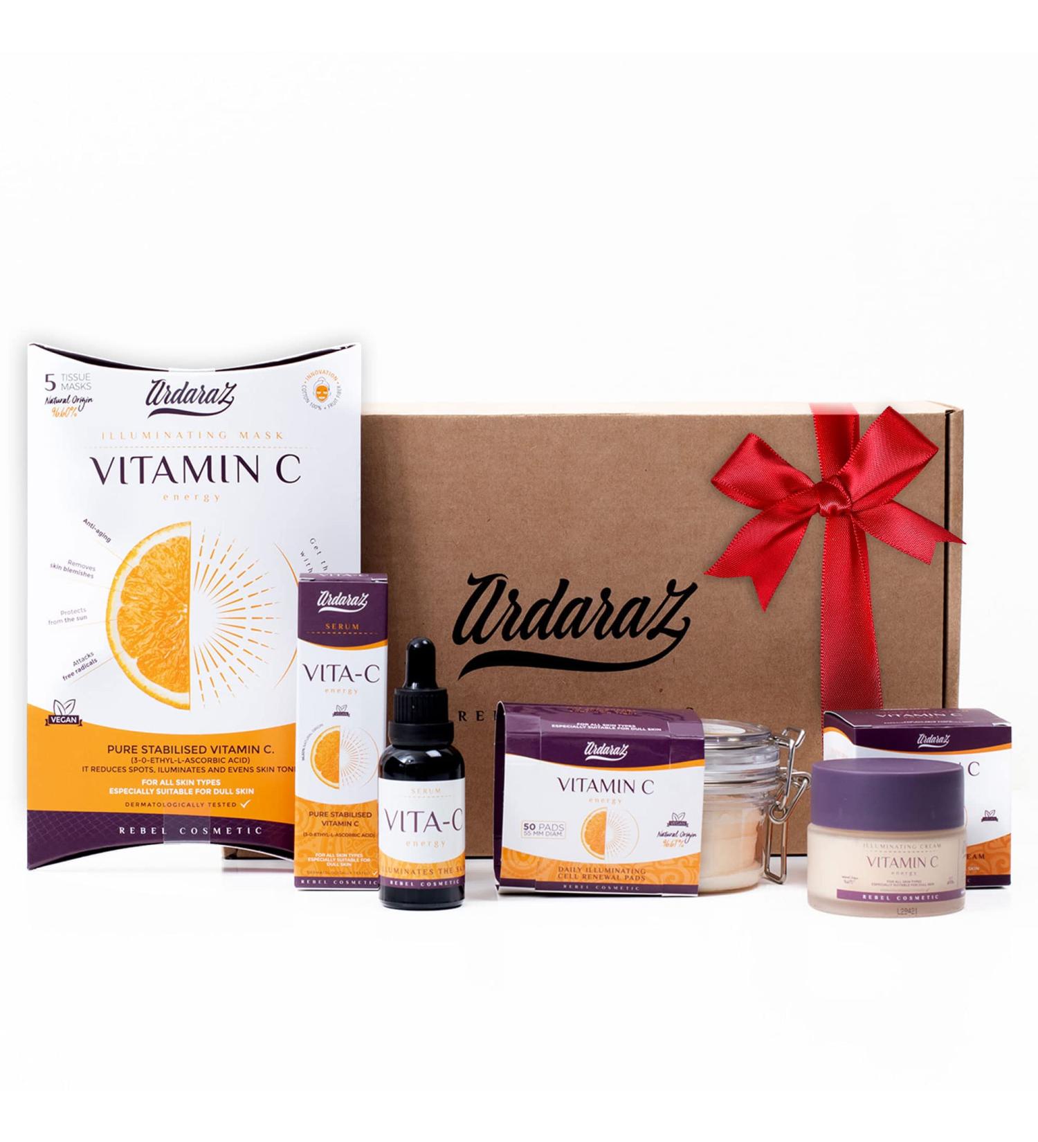 Anti-Dark Spot Illuminator Kit with Vitamin C and Hyaluronic Acid. Women's gift pack with Exfoliating Discs Serum Cream 5 Masks - Buy Online on GoSupps.com