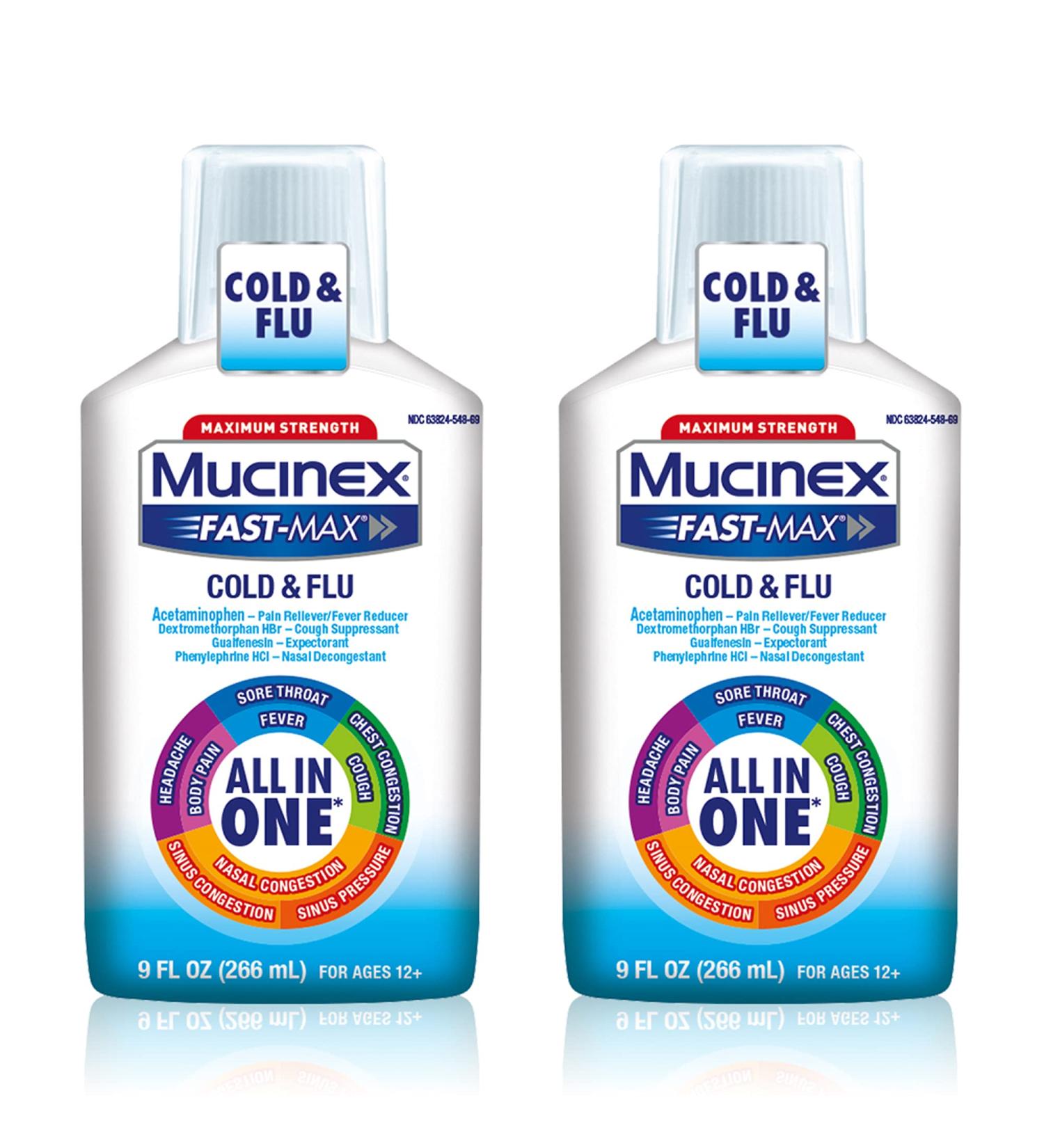 Mucinex Fast-Max Maximum Strength All-in-One Cold & Flu 9 oz Bottle (Pack of 2) | Buy Online - Fast Shipping - Buy Online on GoSupps.com