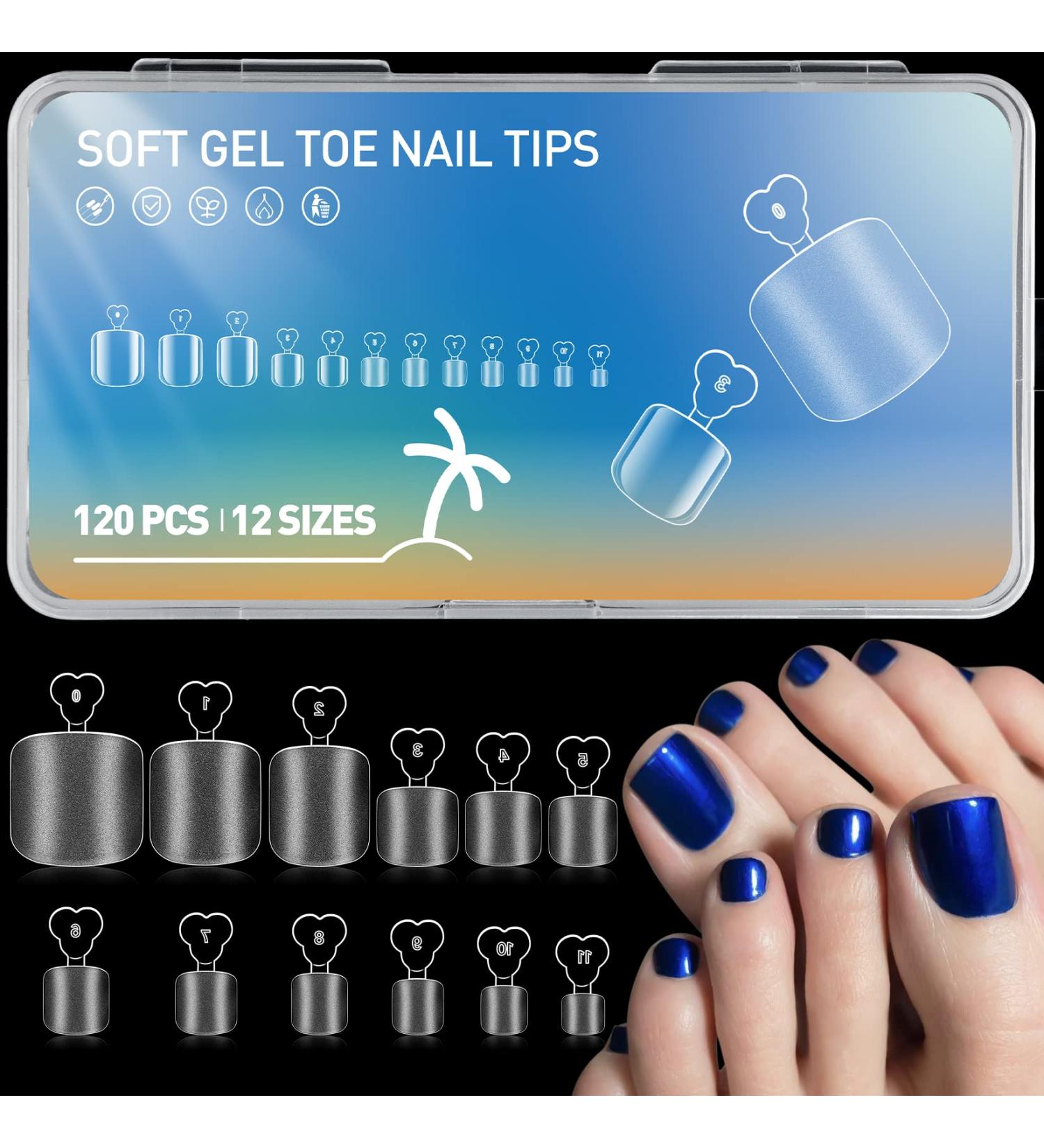 Ranrose Clear False Toenail Tips - 120Pcs Full Cover Soft Gel Matte Fake Toenail Tips - Short Square ToeNail Tips - Salon Quality Press On Toenails - 12 Sizes - Buy Online on GoSupps.com
