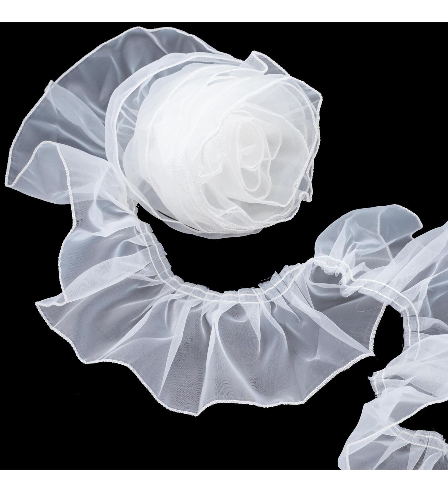 ANCIRS 3 Yards Organza Ruffled Lace Trim for Dress Decoration - White - Buy Online on GoSupps.com