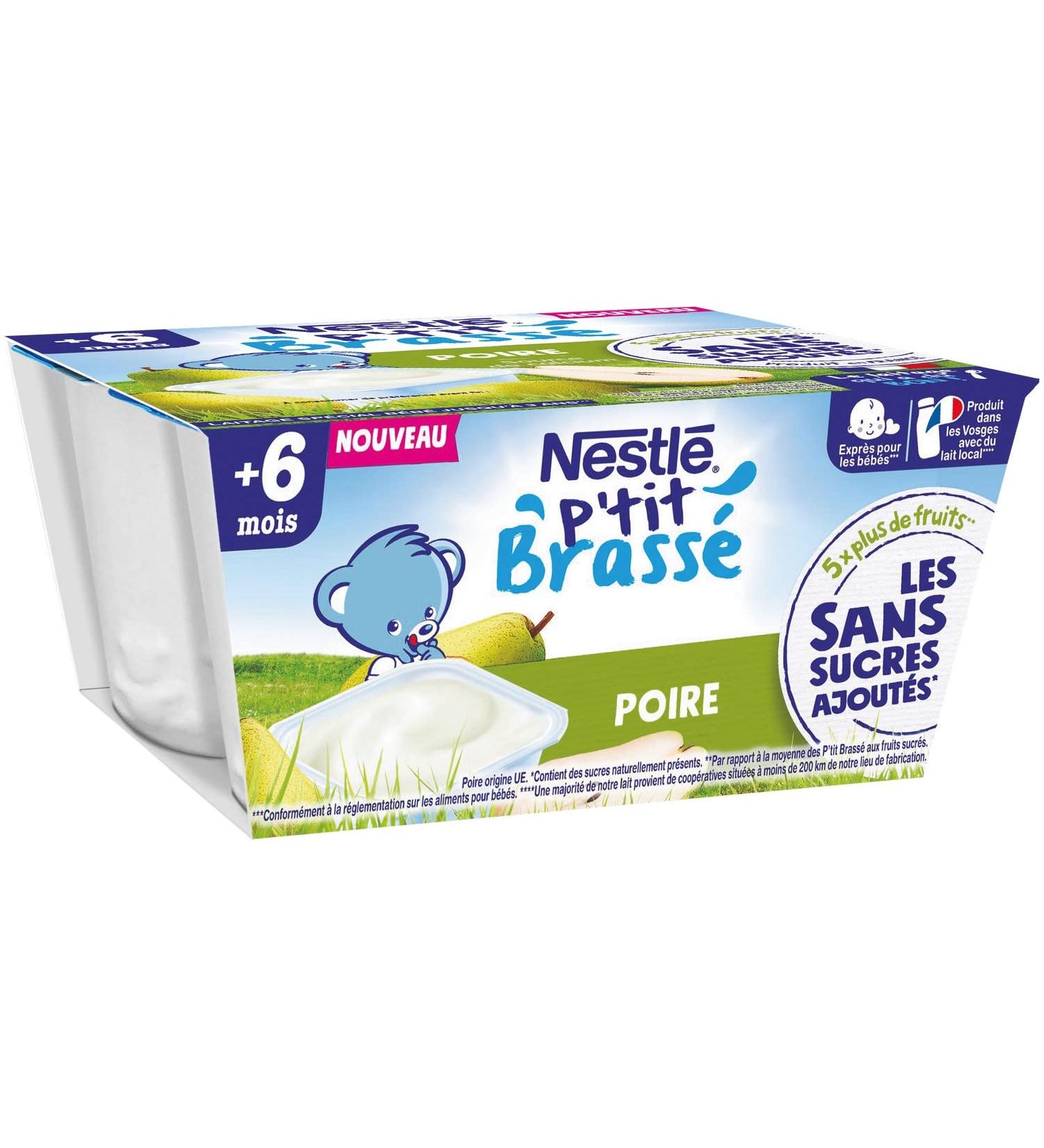Nestl B b P'tit Brass Milk Pear without Added Sugars - From 6 Months - 4 x 90 g - Buy Online on GoSupps.com