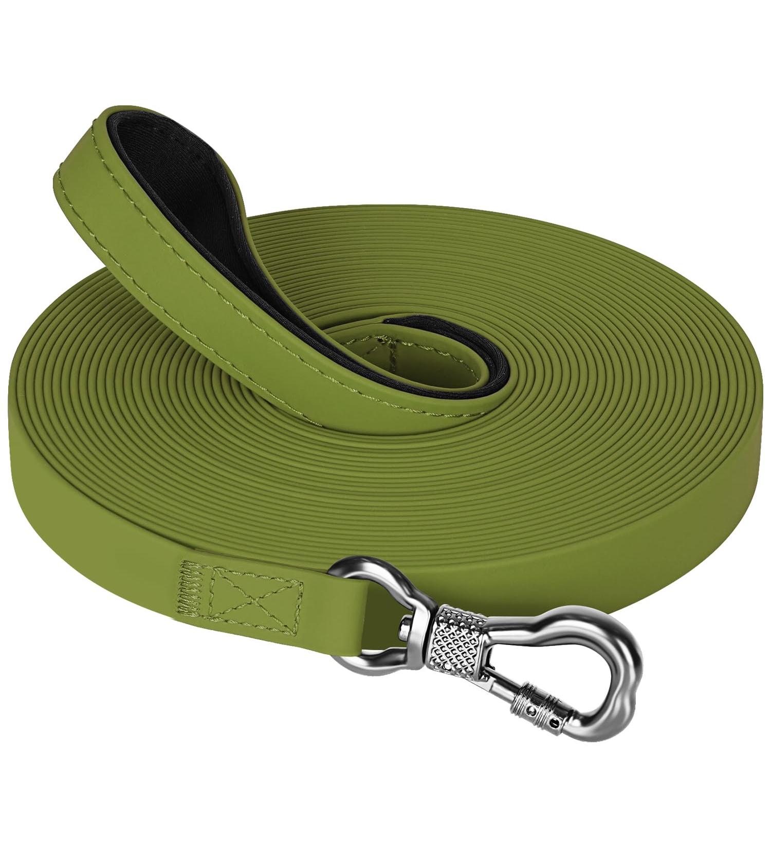 Buy XBen 5m Waterproof Dog Tow Lines - Rubberized Drag Line with Lockable Carabiner | Ideal Leash for Small & Medium Dogs | Durable Training Line with Hand Loop - Green - Buy Online on GoSupps.com