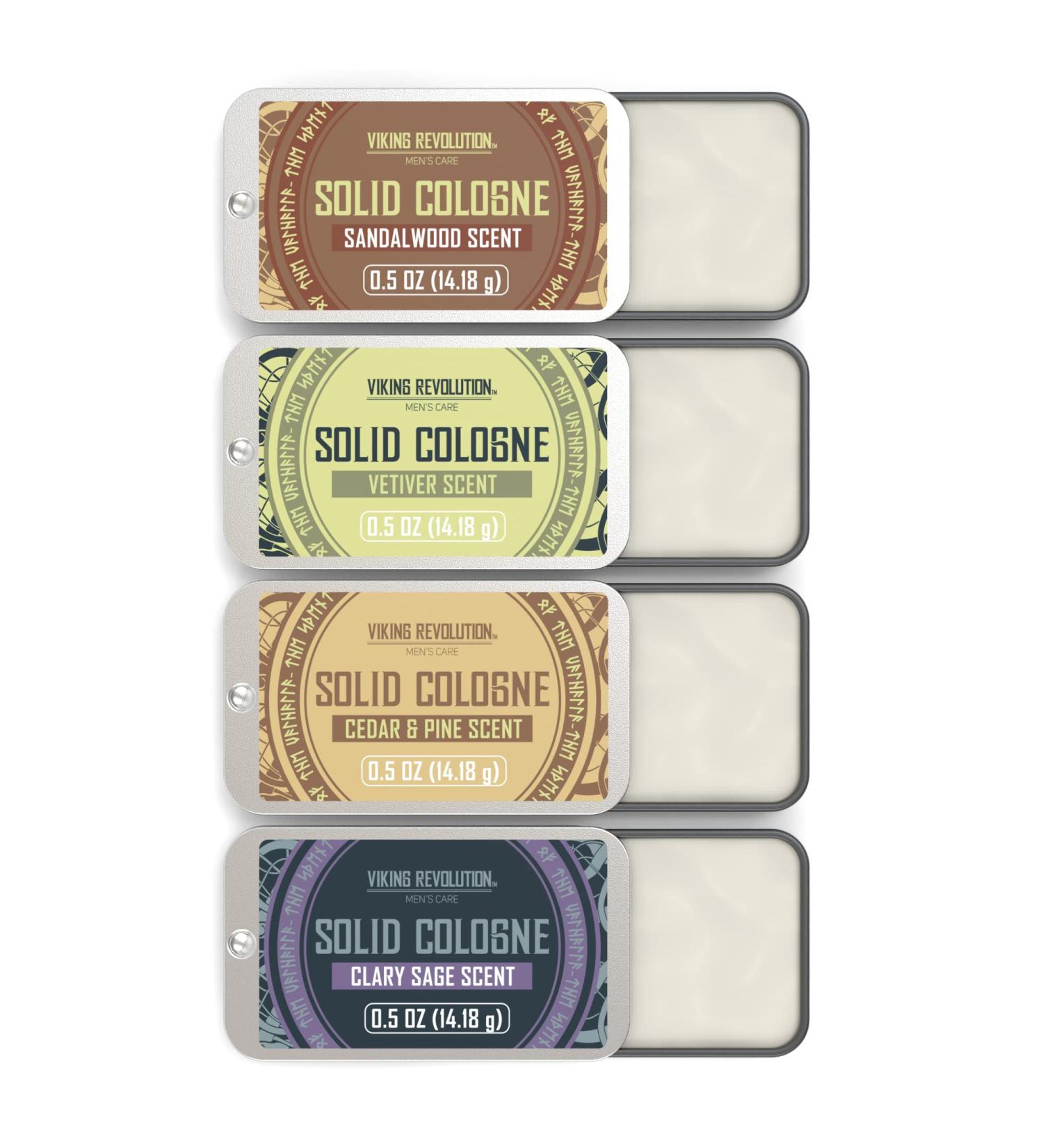 Viking Revolution 4 Pack Men's Solid Colognes 0.5 Oz - Cedar Wood, Clary Sage, Vetiver, Sandalwood - Men's Balm Cologne Set - Buy Online on GoSupps.com