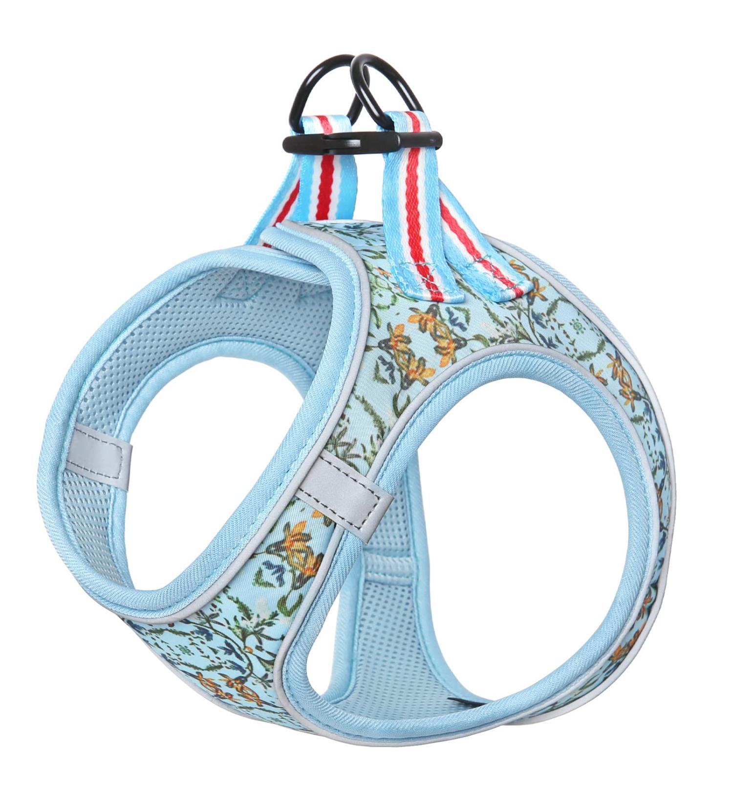 Heele Small Soft Dog Dishes & Adjustable Puppy Harness Vest | Reflective Air Mesh Control for Training & Walking - Vine Cyan XS - Buy Online on GoSupps.com