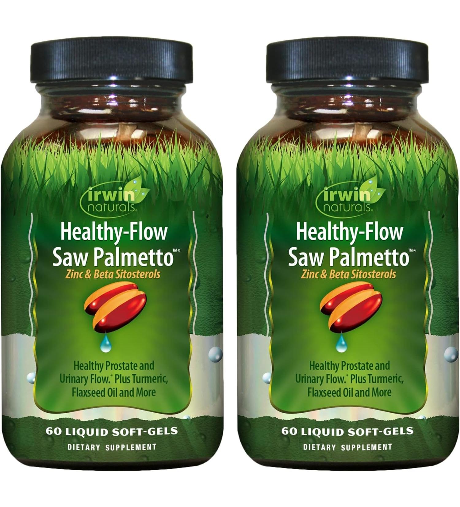 Irwin Naturals Healthy-Flow Saw Palmetto 60 Liquid Soft-Gels Prostate & Urinary Flow Support - 2 Pack - Buy Online on GoSupps.com