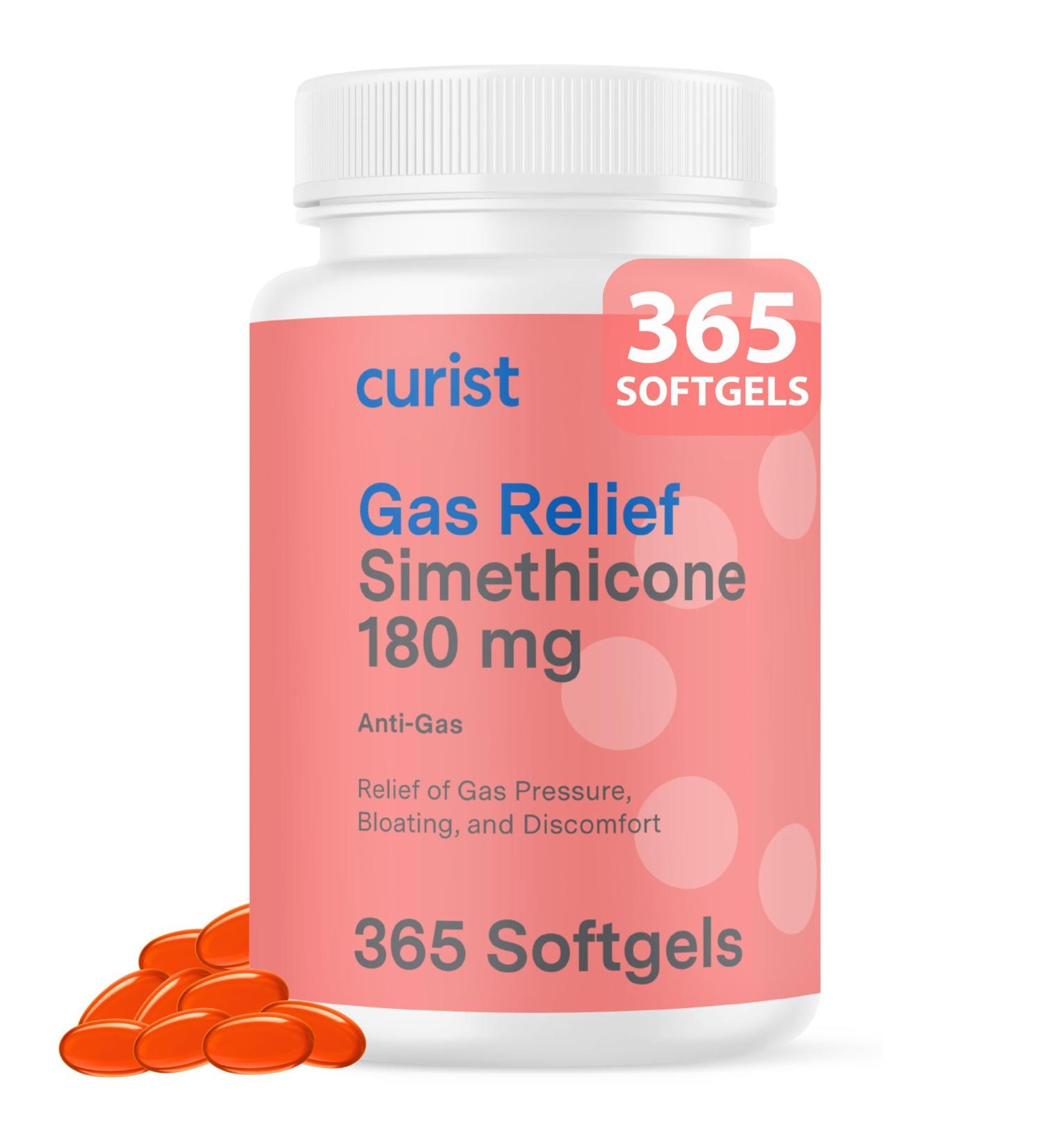 Curist Gas Relief Simethicone 180 mg Softgels (365 Count) - Digestive Relief Bloating Relief & Anti Flatulence Gas Pills for Adults - Aids Bloating Relief (365 Softgels) - Buy Online on GoSupps.com