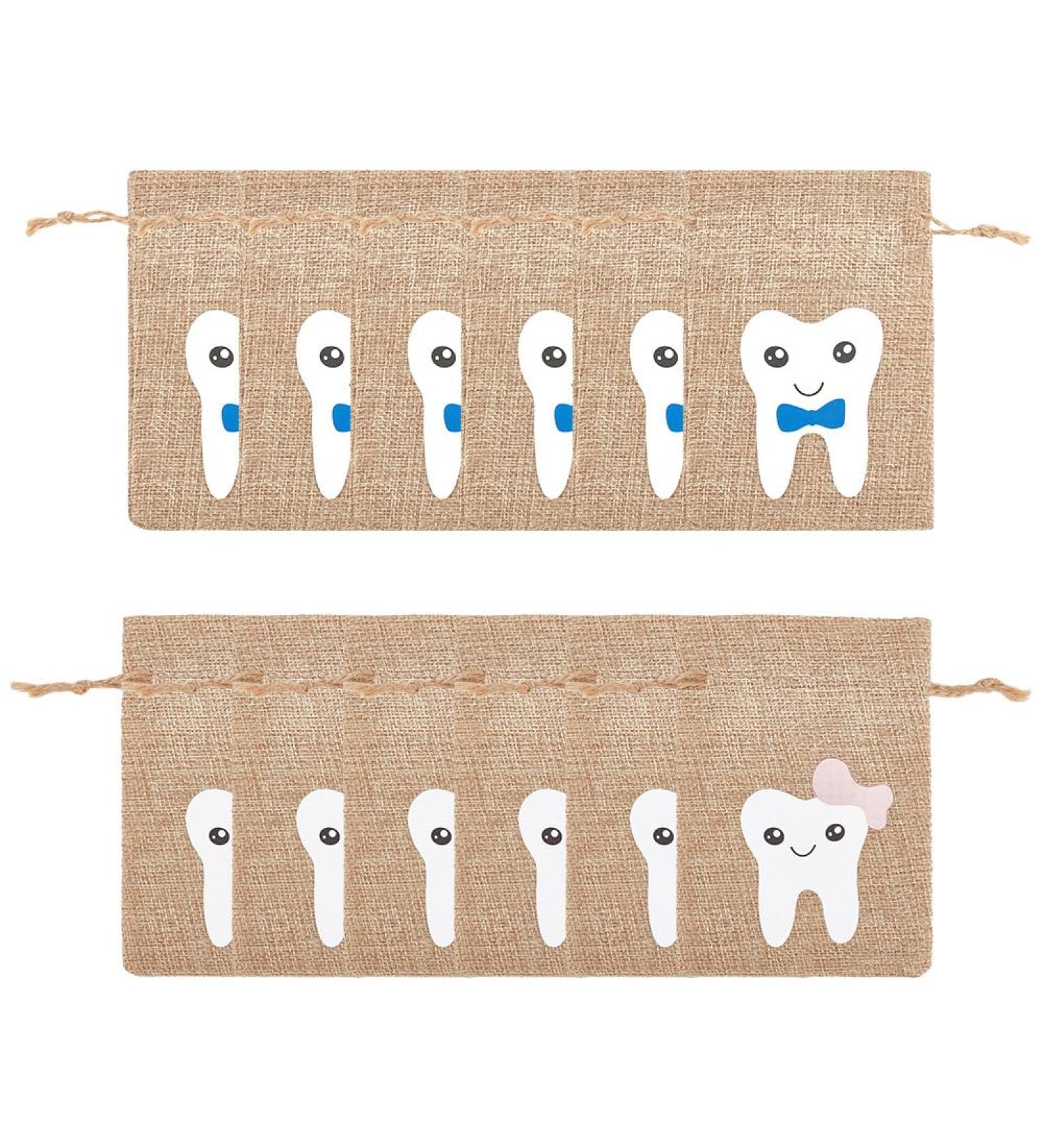 FINGERINSPIRE 12 Pcs Pink and Blue Tooth Fairy Pouch for Boys and Girls - Milk Teeth Container Bag for Toothfairy - Tooth Holder Keepsake Gift - Buy Online on GoSupps.com