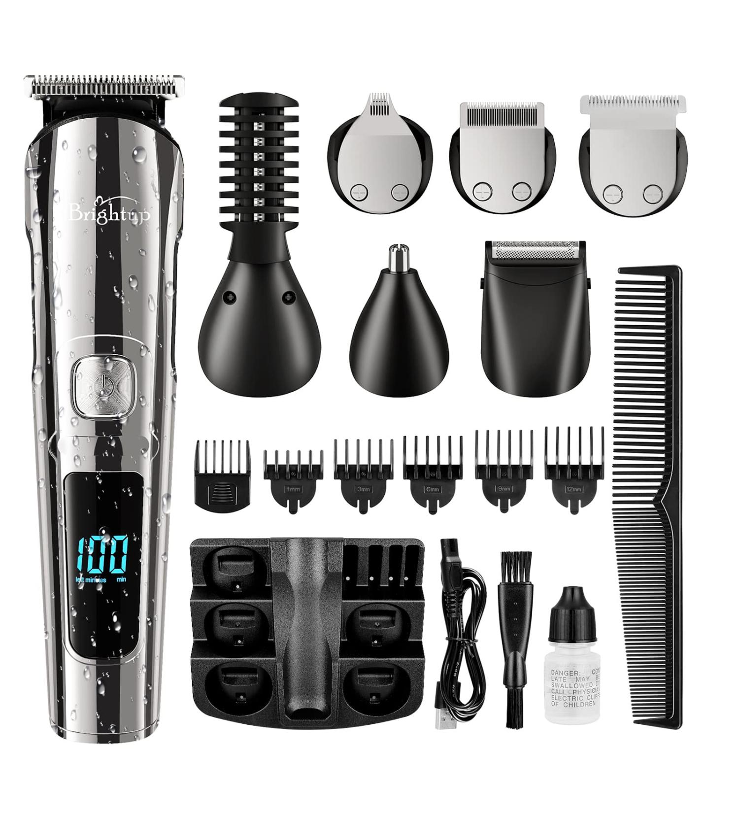 Brightup Beard Trimmer for Men - Electric Razor & Shaver Cordless Hair Clippers Trimmers Set IPX7 Waterproof Mens Grooming Kit for Shaving Face Mustache Body Ear Nose Hair Trimmer Gifts for Men Black - Buy Online on GoSupps.com