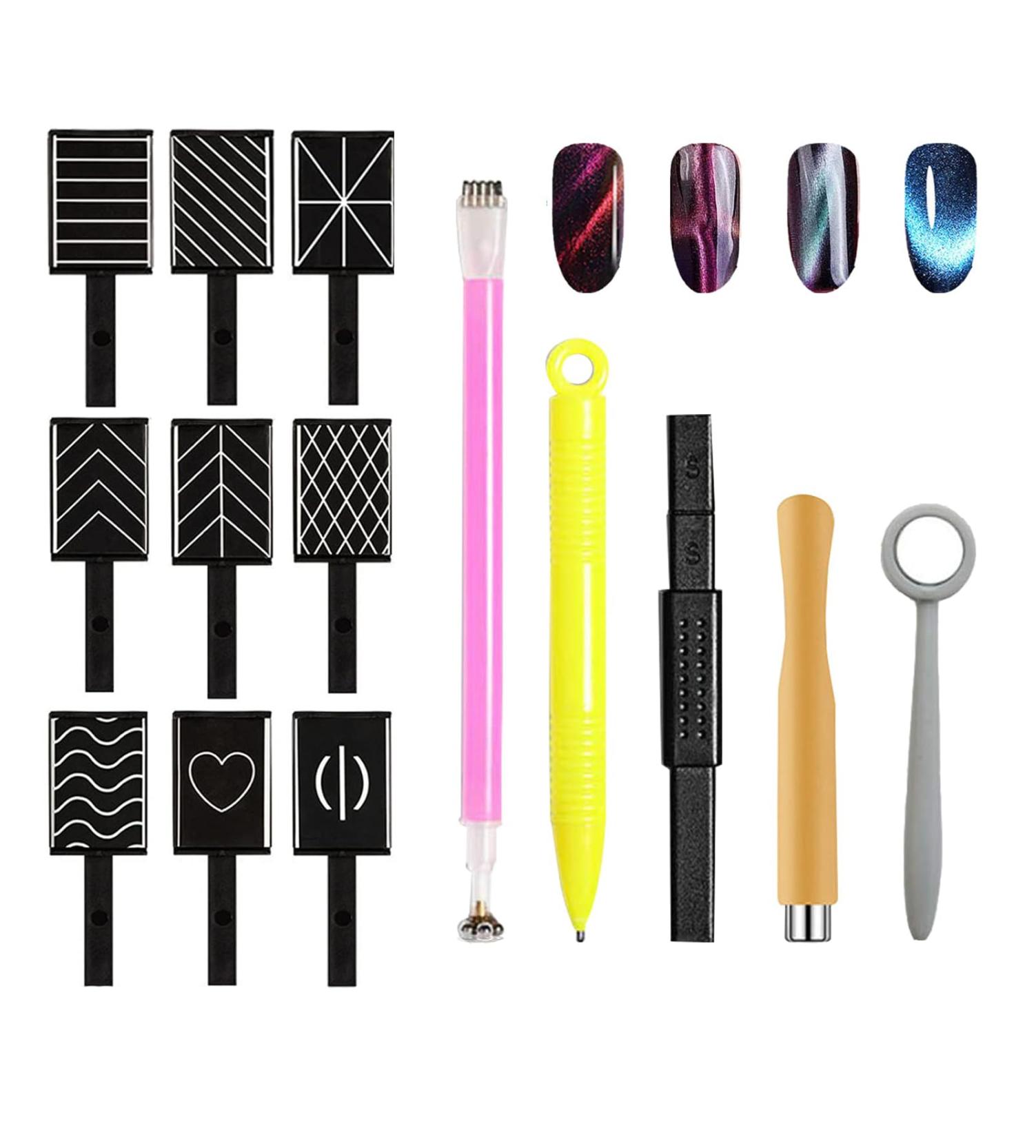 14-Piece Nail Magnet Tool Set | Magical Nail Art Tools for 3D Cat Eye Effect | Nail Magnet Stick & Pencil for Professional Nail Design - Buy Online on GoSupps.com
