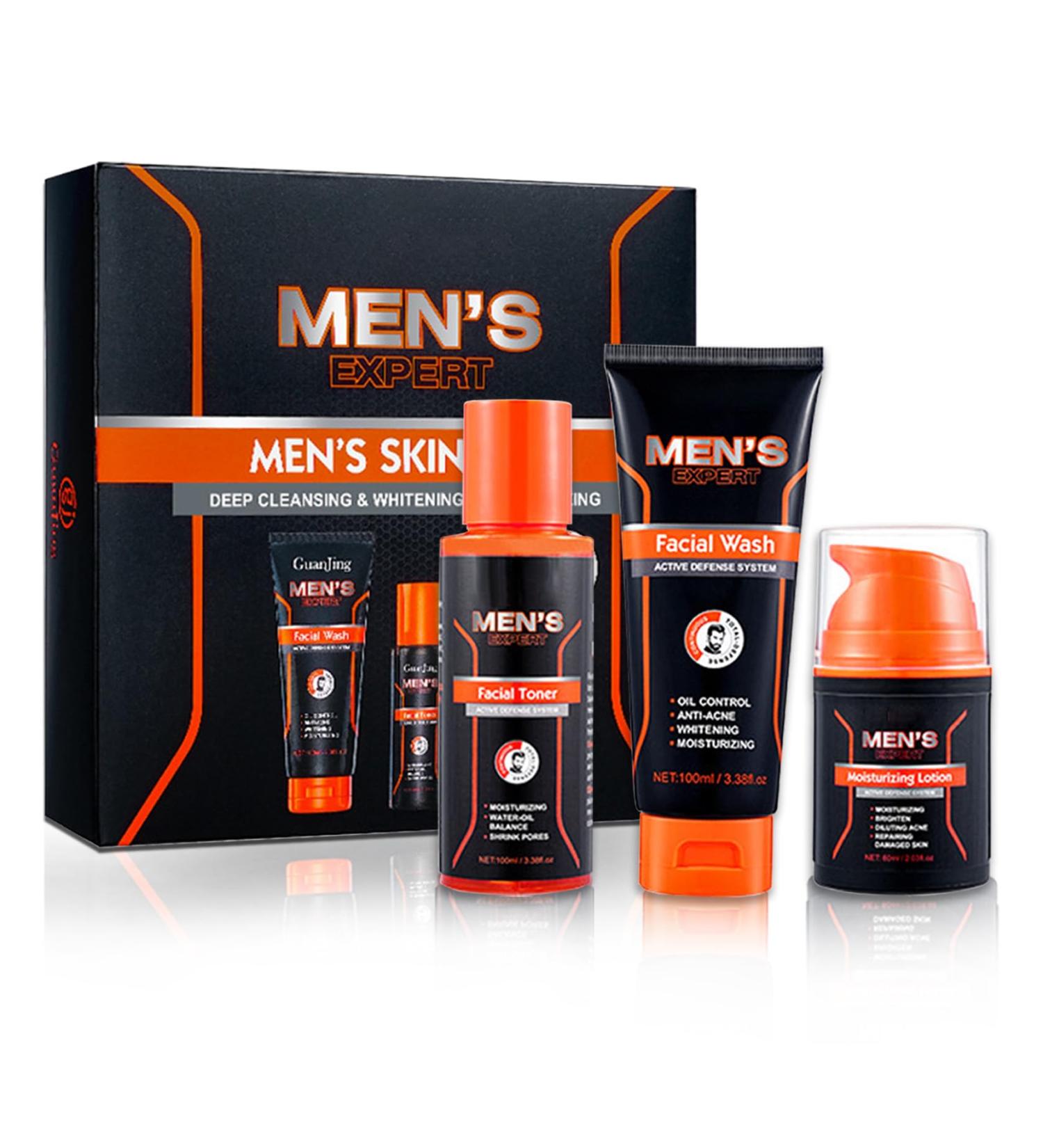 3 Pack Facial Mens Gift Box Set with Daily Face Wash Facial Toner & Long Lasting Mens Face Moisturizer - Buy Online on GoSupps.com