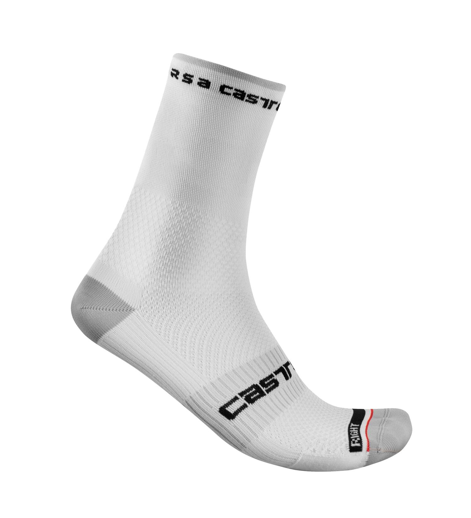 CASTELLI Men's Rosso Corsa Pro 15 Socks XXL - White/Black | Premium Cycling Performance Socks for Comfort & Support - Shop Internationally - Buy Online on GoSupps.com