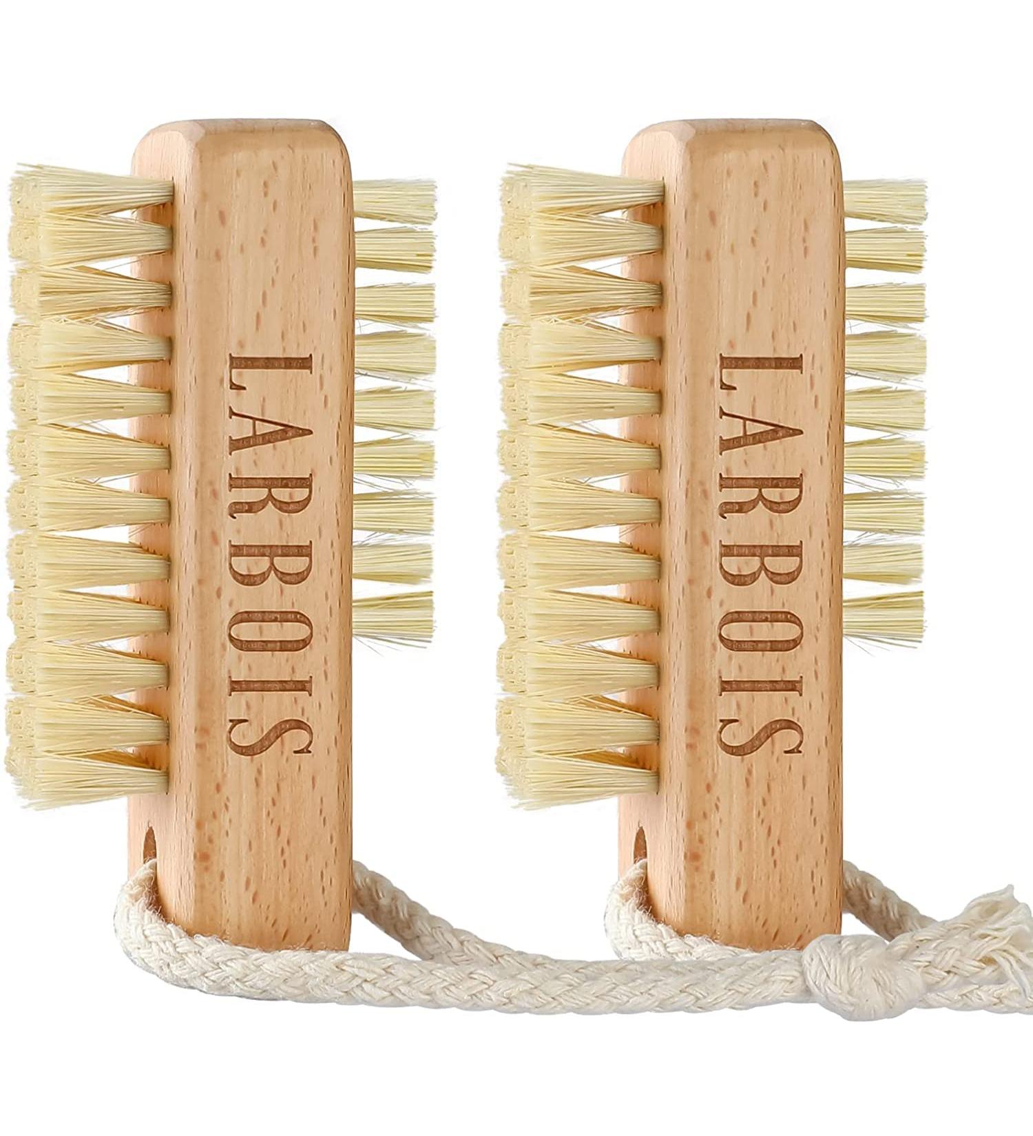 Nail Brush Larbois Wooden Nail Brushes for Cleaning Nails 2Pack Double Sided Nail Srubbing Brush Eco Friendly Fingernail Brush with Hanging Rope (Beechwood) A-Color-1 - Buy Online on GoSupps.com