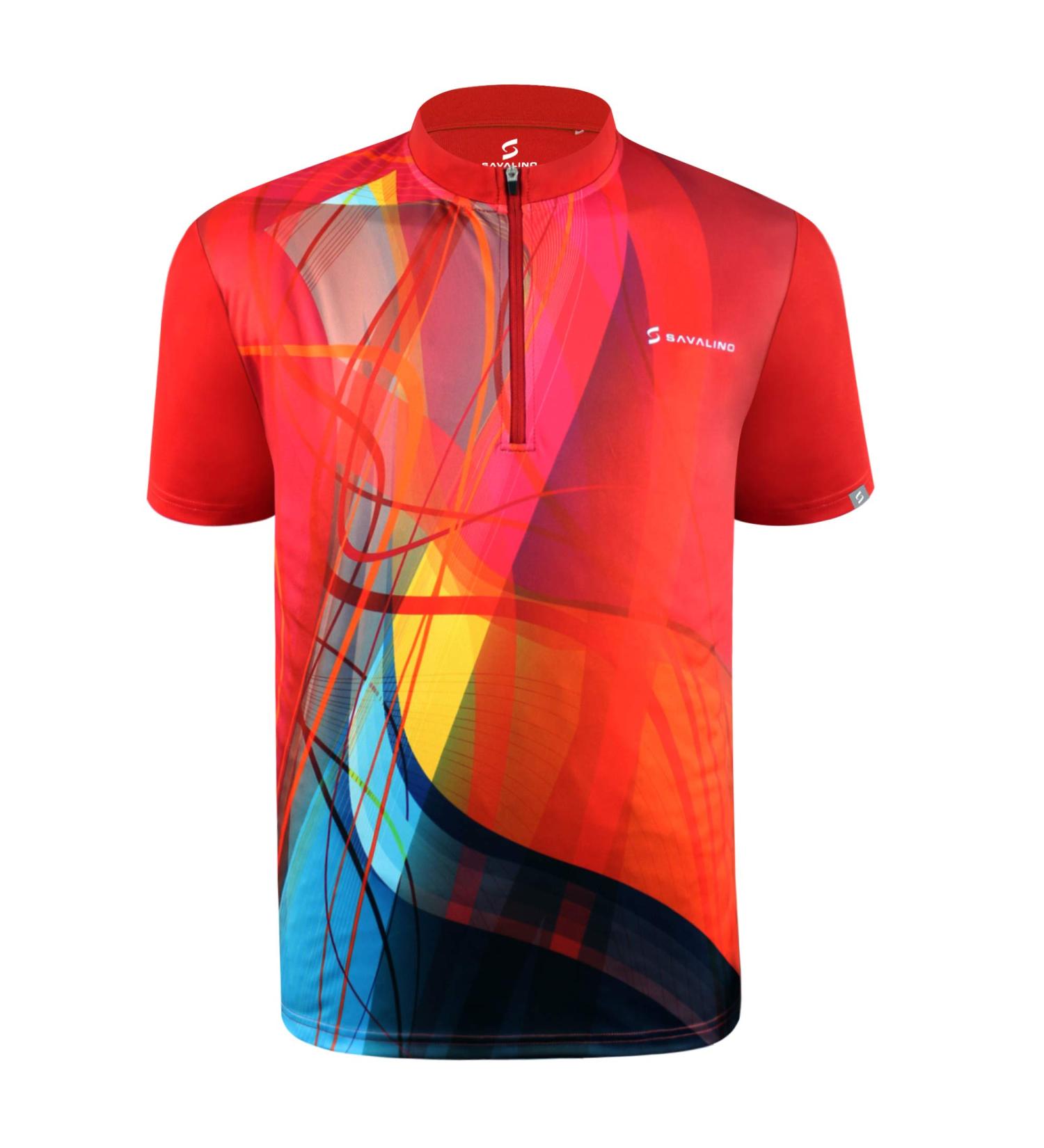 Savalino Sublimation Bowling Jersey for Men - Quick Dry Shirt - Blue/Red - S-6XL - Buy Online on GoSupps.com