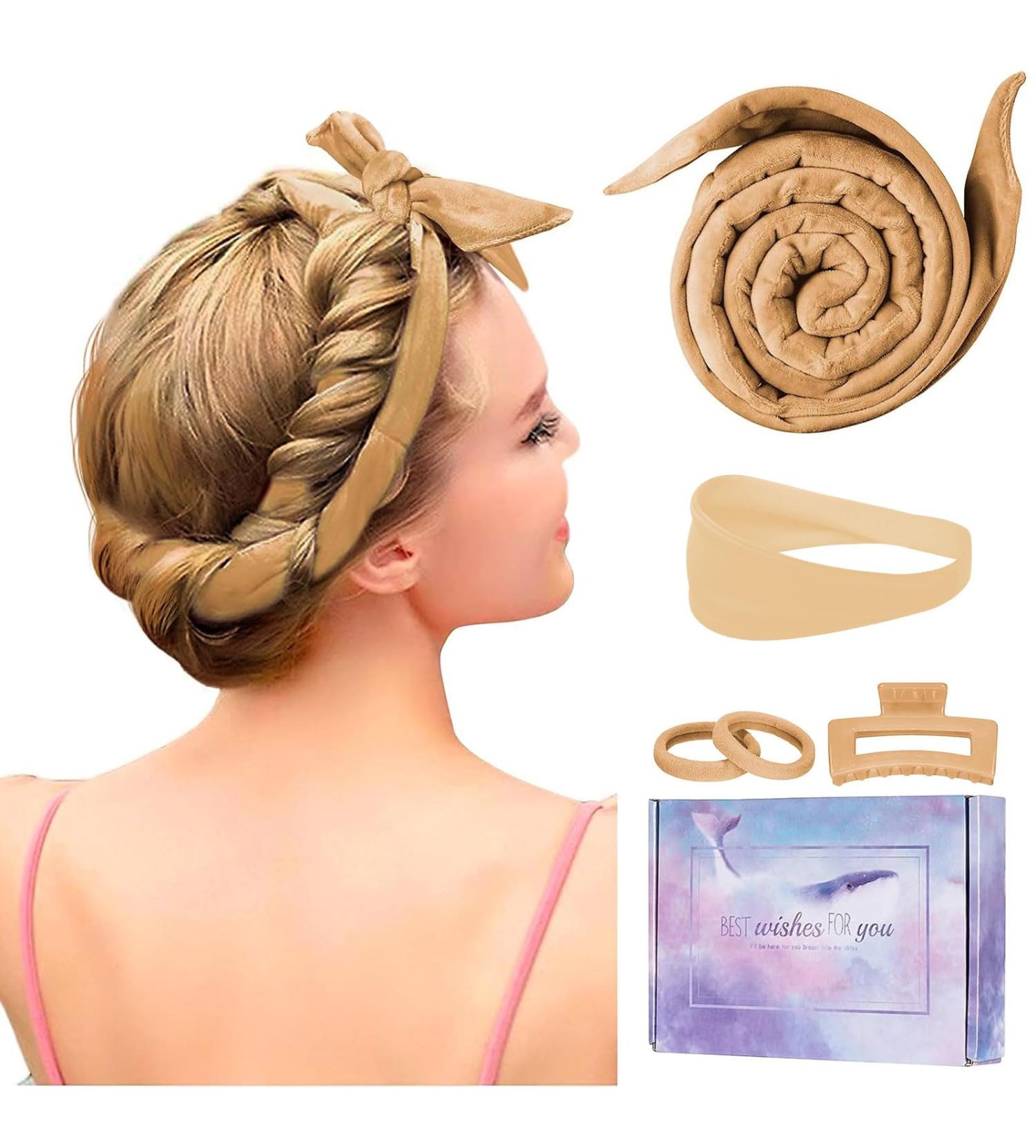 Shop Lock Winder Curls Without Heat - 60 Extra-Long Heatless Curlers for Medium to Long Hair | DIY Overnight Hair Curler Set - Dark Khaki - Buy Online on GoSupps.com
