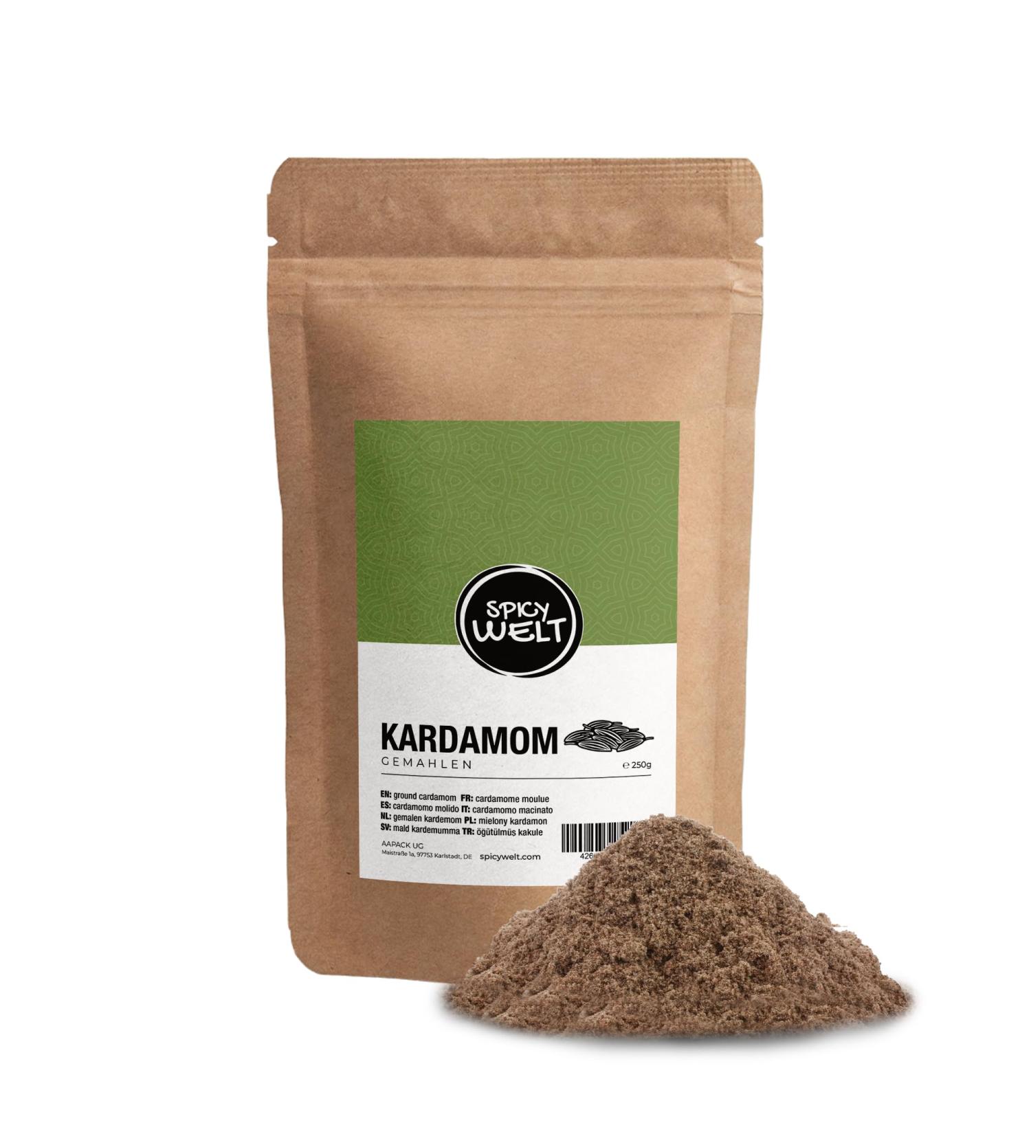 Spicy Welt Ground Cardamom (250g) - Premium Cardamom Powder for Cooking Pastry & Beverages | Intense and Exotic Aroma | 100% - Buy Online on GoSupps.com
