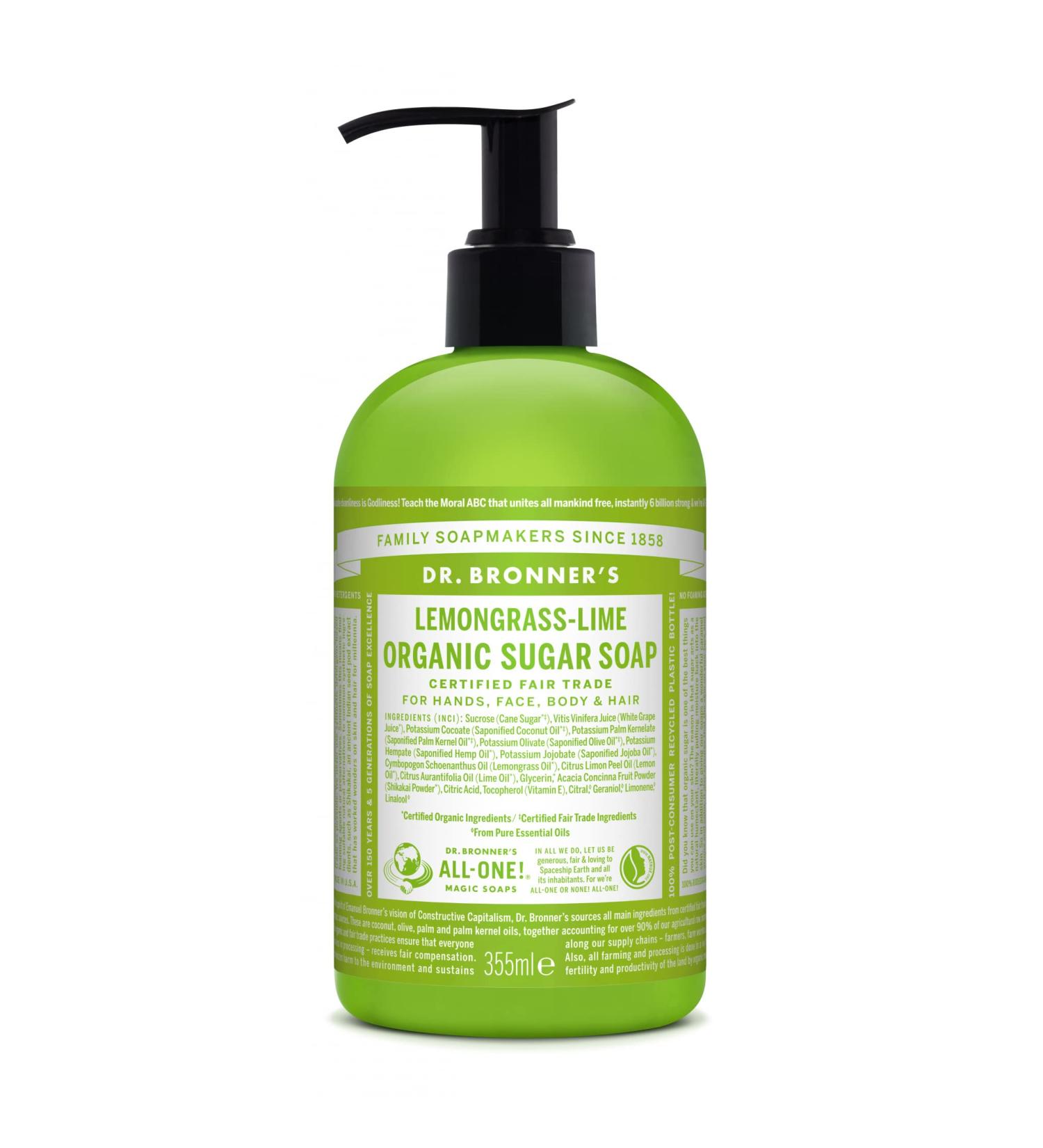 Dr. Bronner's - Organic Sugar Soap Lemongrass Lime 355 ml Black
