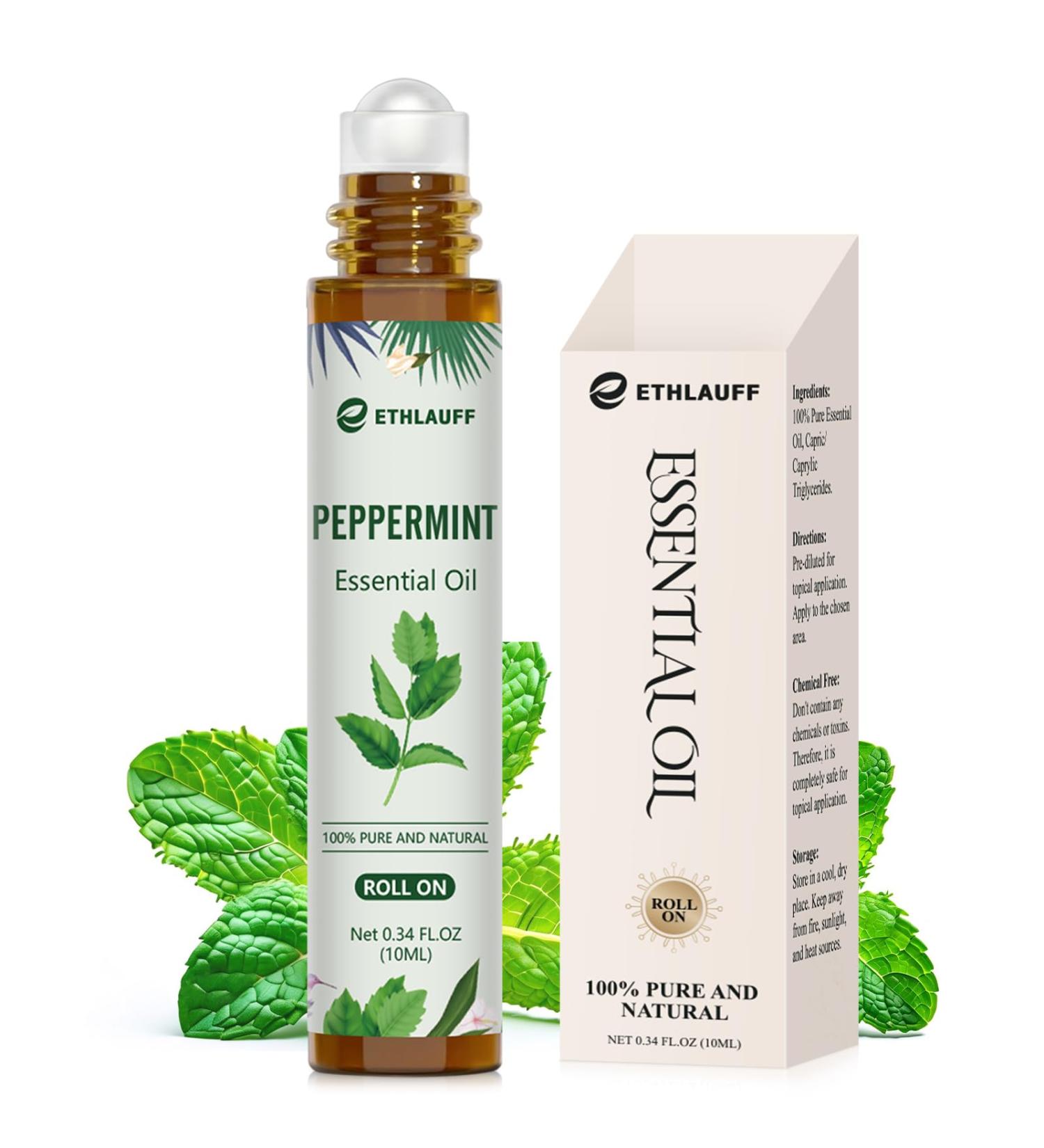 Peppermint Essential Oil Roll On Natural Aromatherapy Oil Blend Roller with Fresh Minty Aroma - Headache Stress Relief Self Care Gifts for Women - Buy Online on GoSupps.com