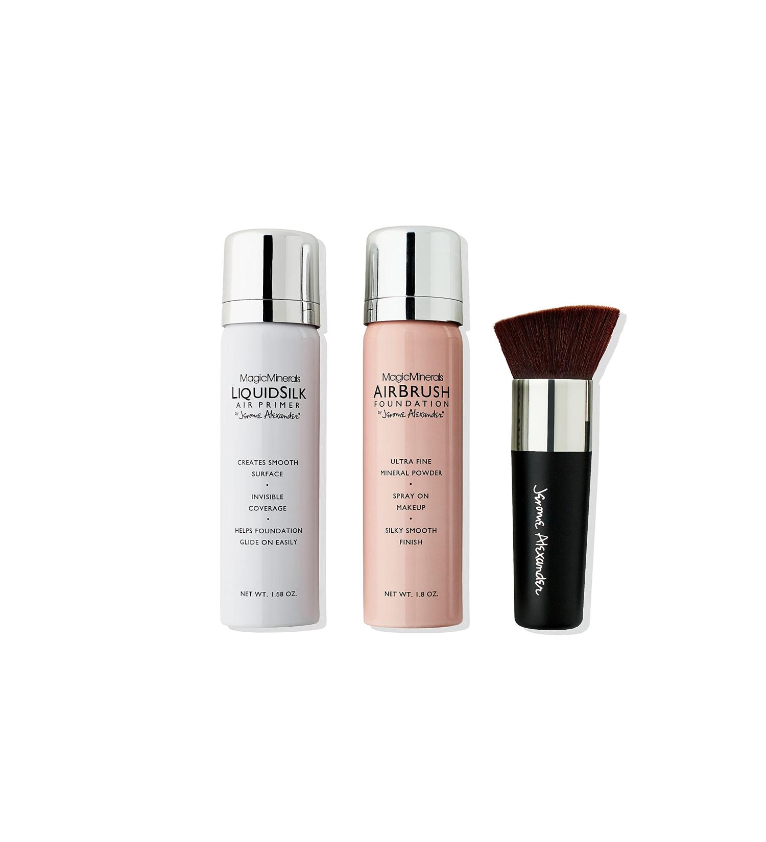 MagicMinerals AirBrush Foundtion by Jerome Alexander - Medium Shade - 3 piece spray makeup set with Anti aging ingredients for smooth radiant skin.