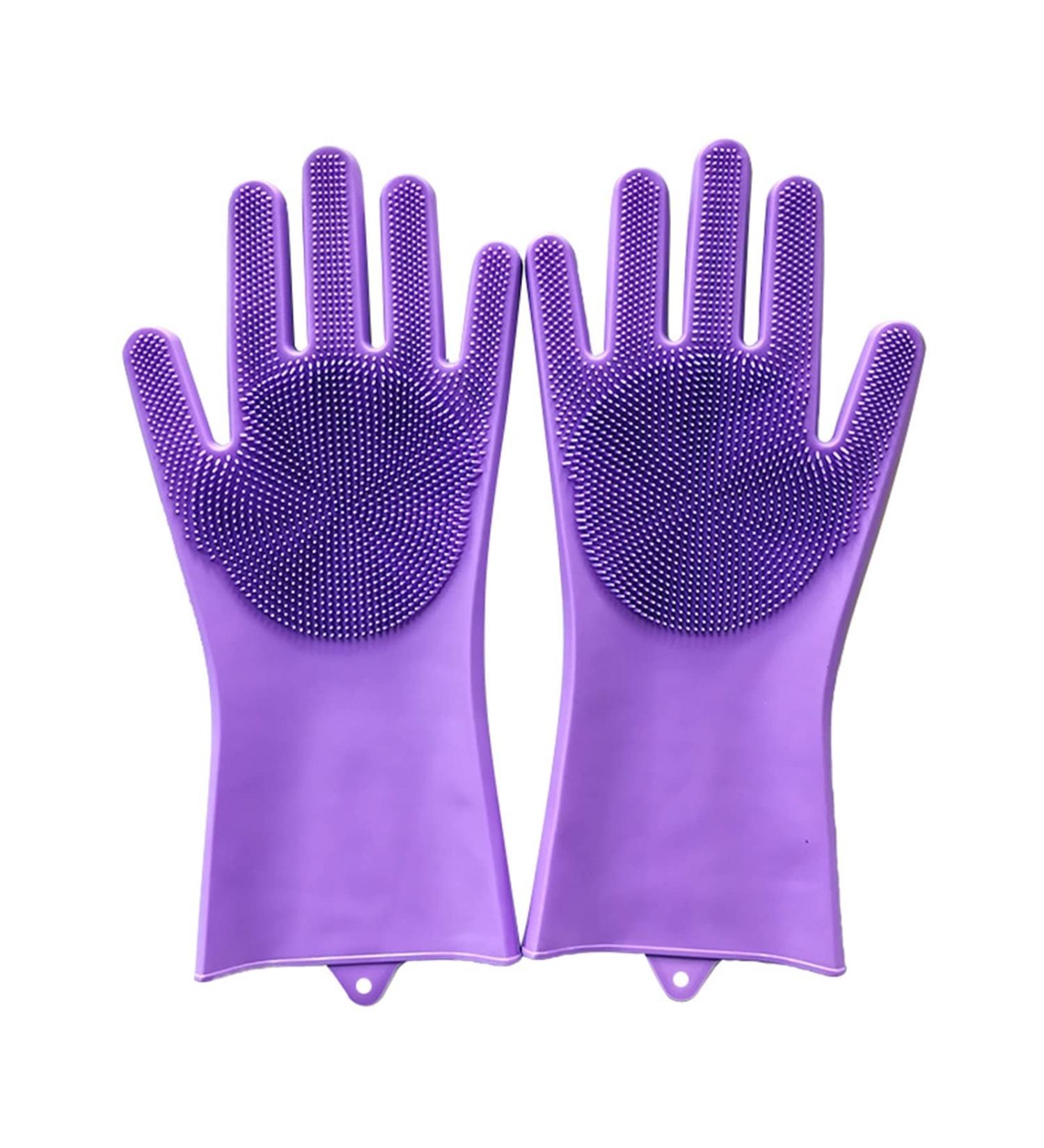 Silicone Gloves Cleaning Dishwashing Scrubber Dish Washing Sponge Rubber Silicone Gloves for Kitchen Cleaning Tools (Color : Purple Size : One Size) One Size Purple - Buy Online on GoSupps.com