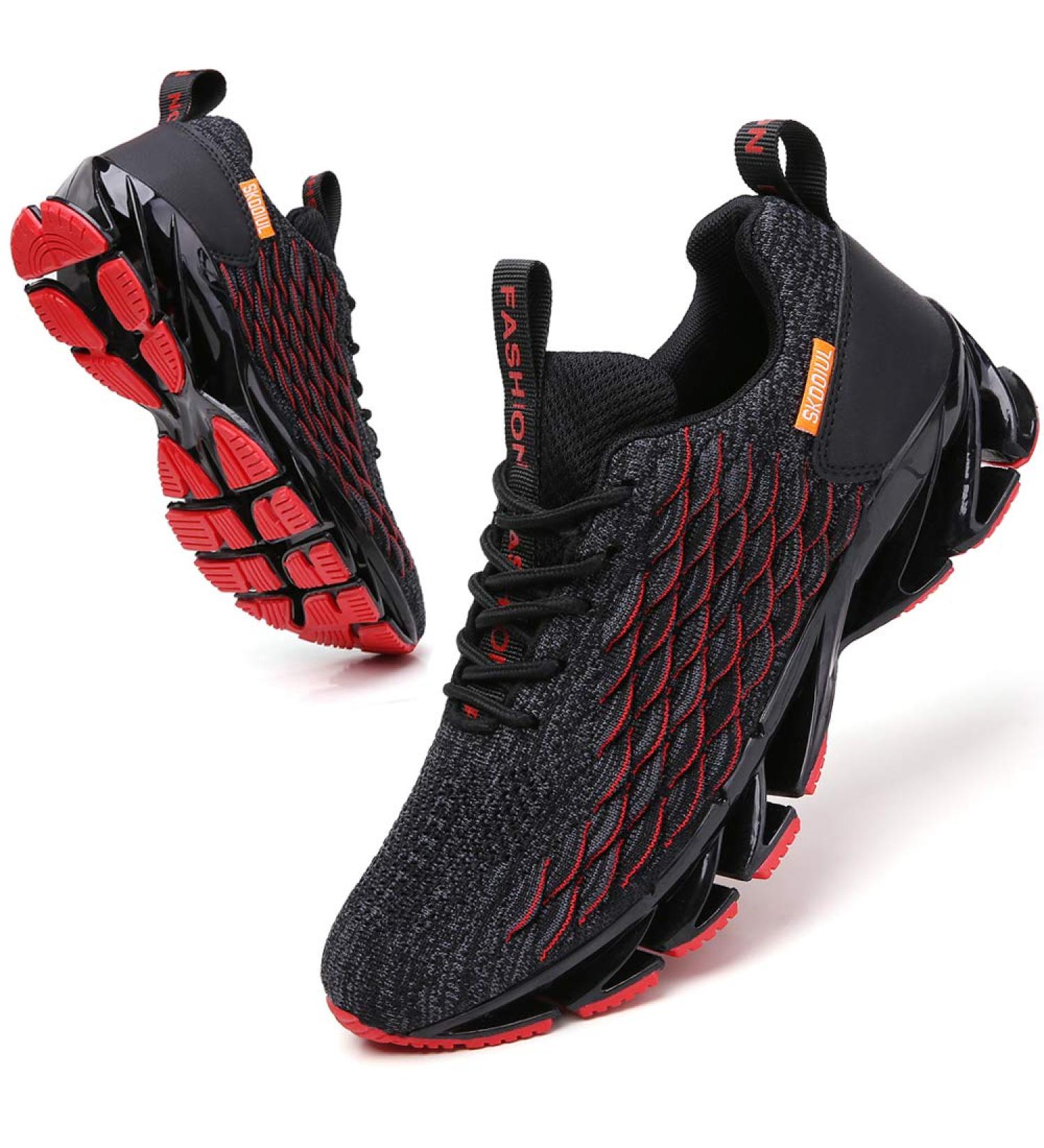 SKDOIUL Men's Sport Athletic Running Sneakers 11 Black/Red - Lightweight and Comfortable - Buy Online on GoSupps.com