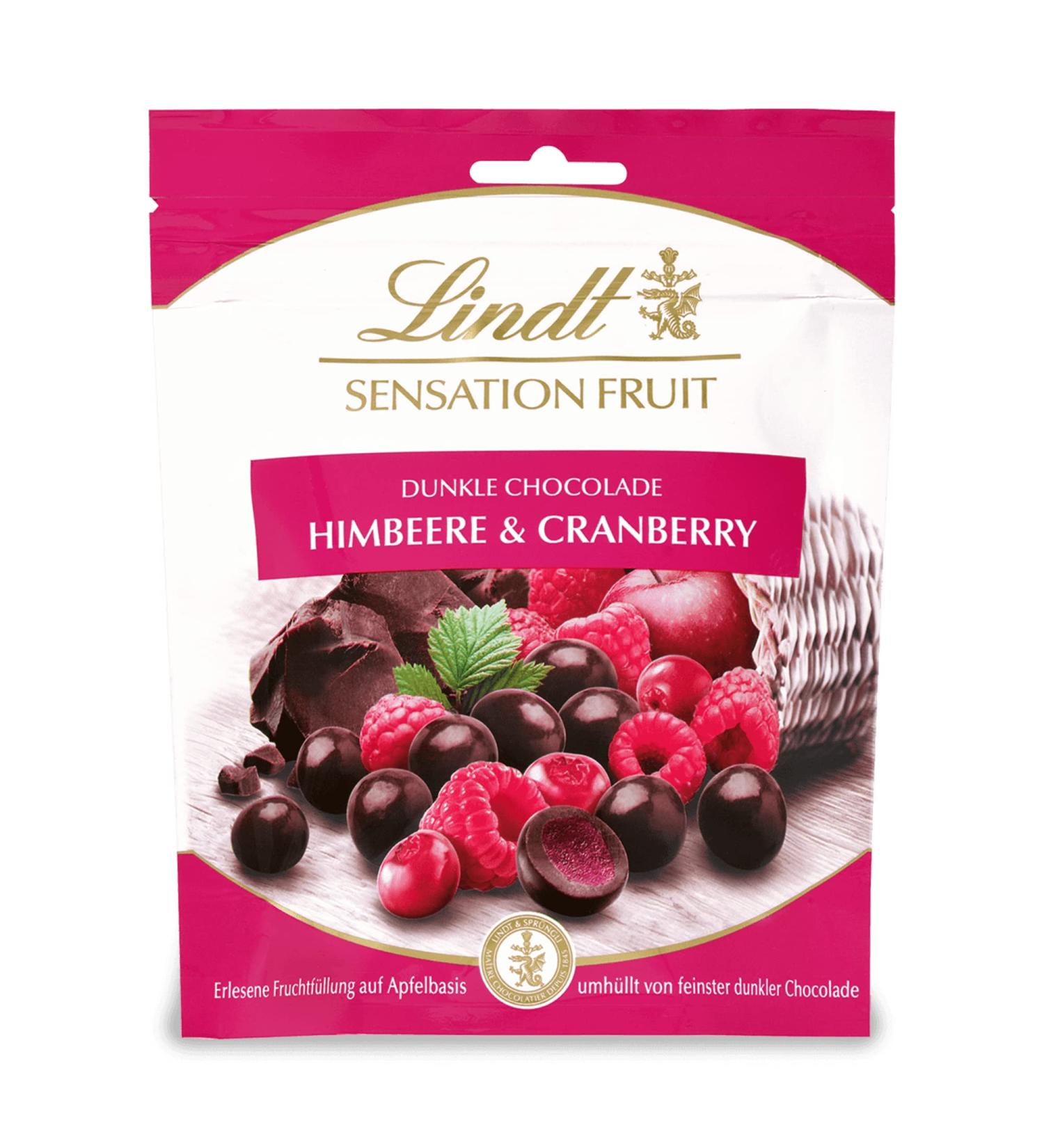 Lindt Chocolate Sensation Raspberry & Cranberry 150g | Dark Chocolate Balls with Fruit Filling | Perfect Praline Gift for Chocolate Lovers - Buy Online on GoSupps.com